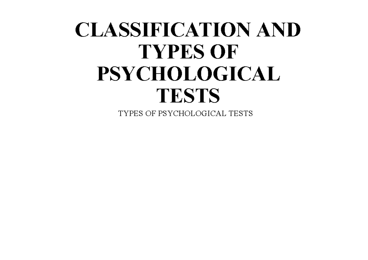 How Many Types Of Psychological Tests Are There