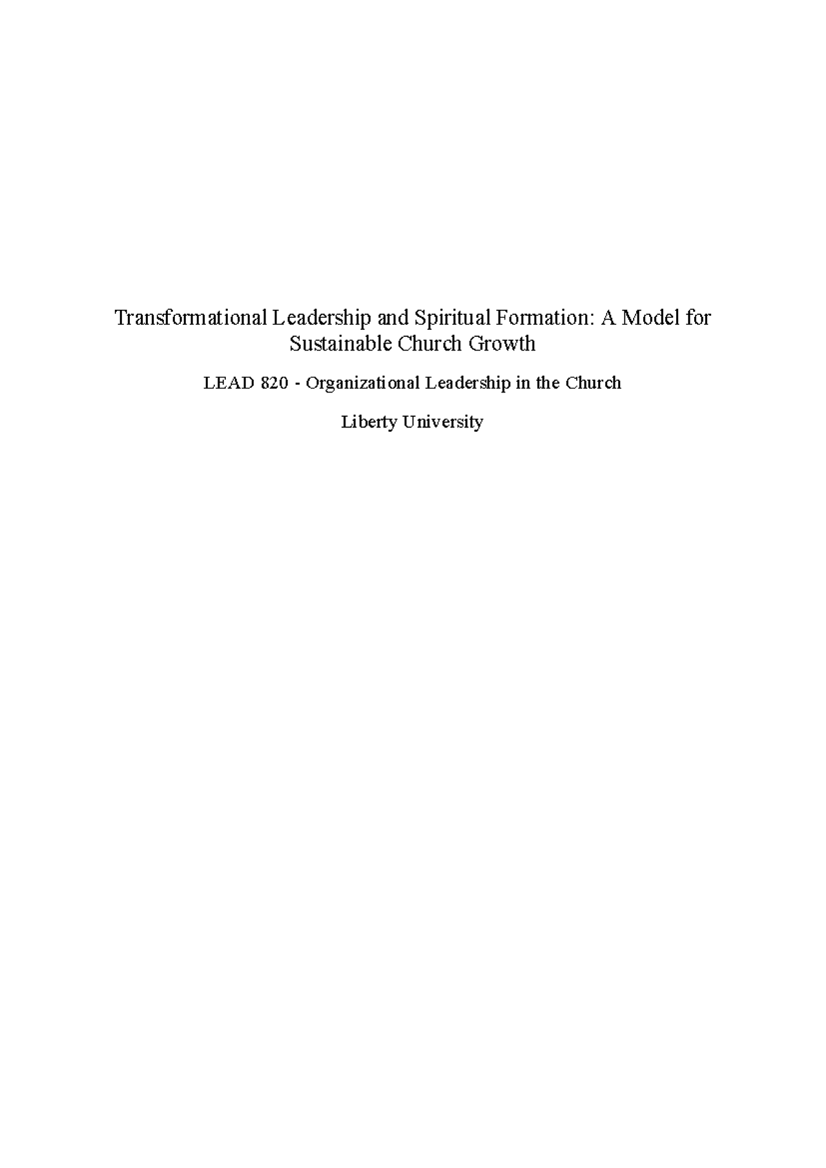Transformational Leadership & Spiritual Formation for Church Growth ...