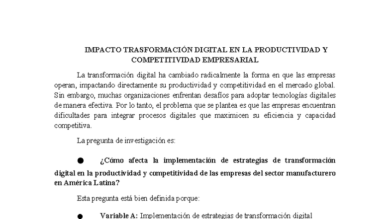 Impacto de la Transformación Digital en la Productividad y ...