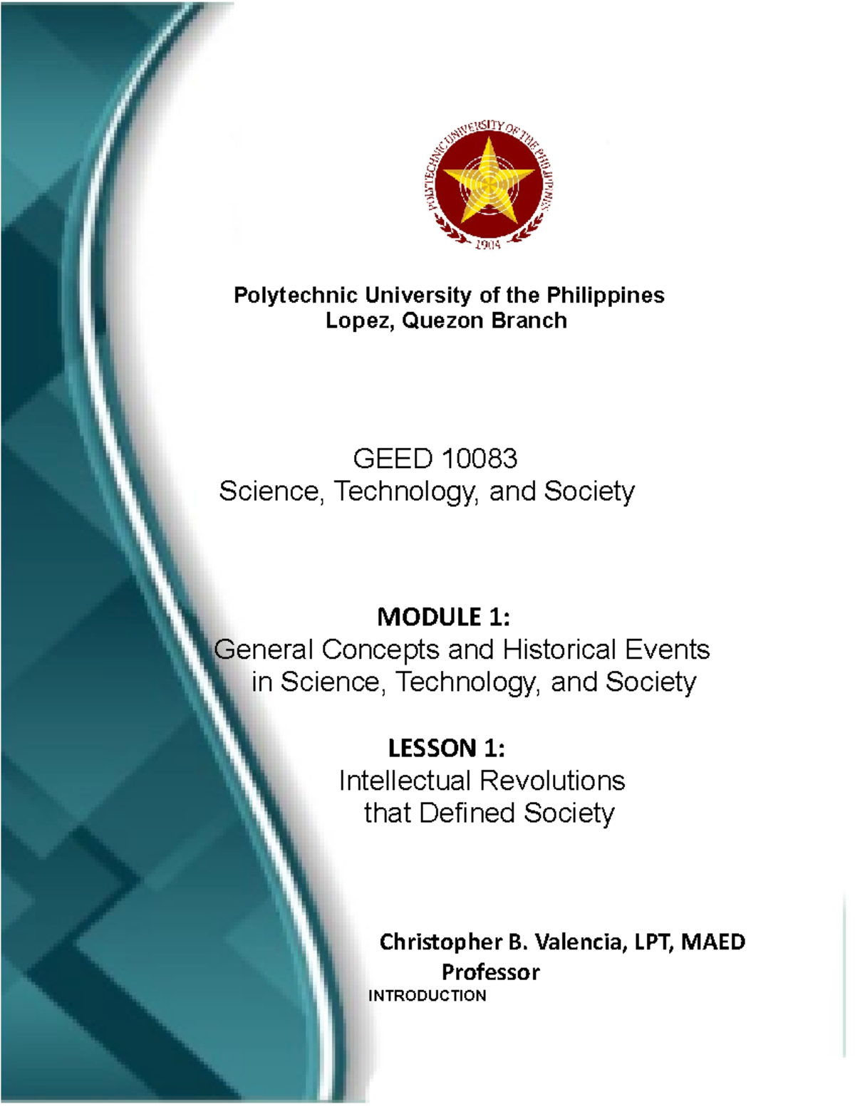 GEED10083 Module 1 Lesson 1: Intellectual Revolutions in Science - Studocu