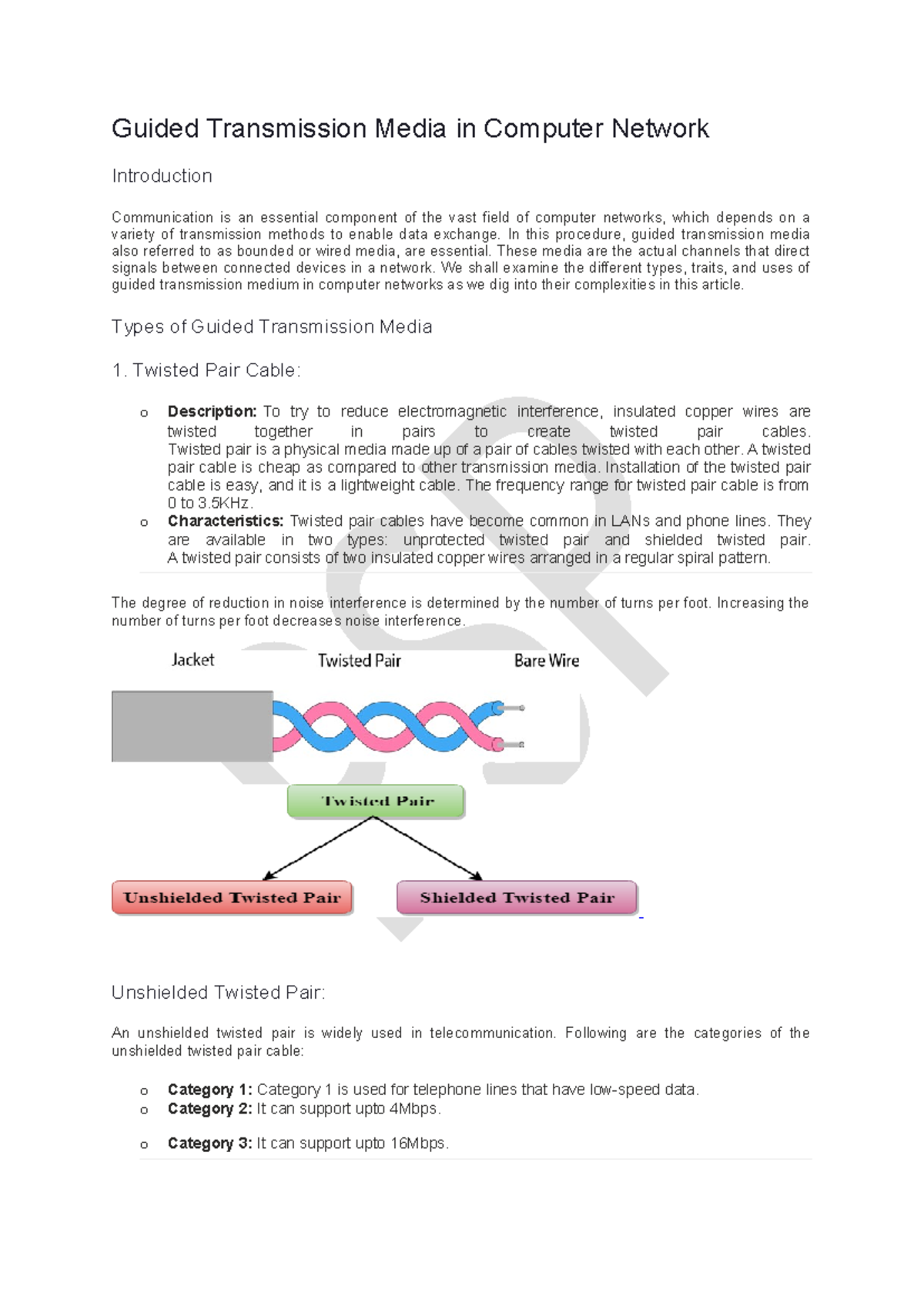 Guided Transmission Media in Computer Networks: Types & Characteristics ...