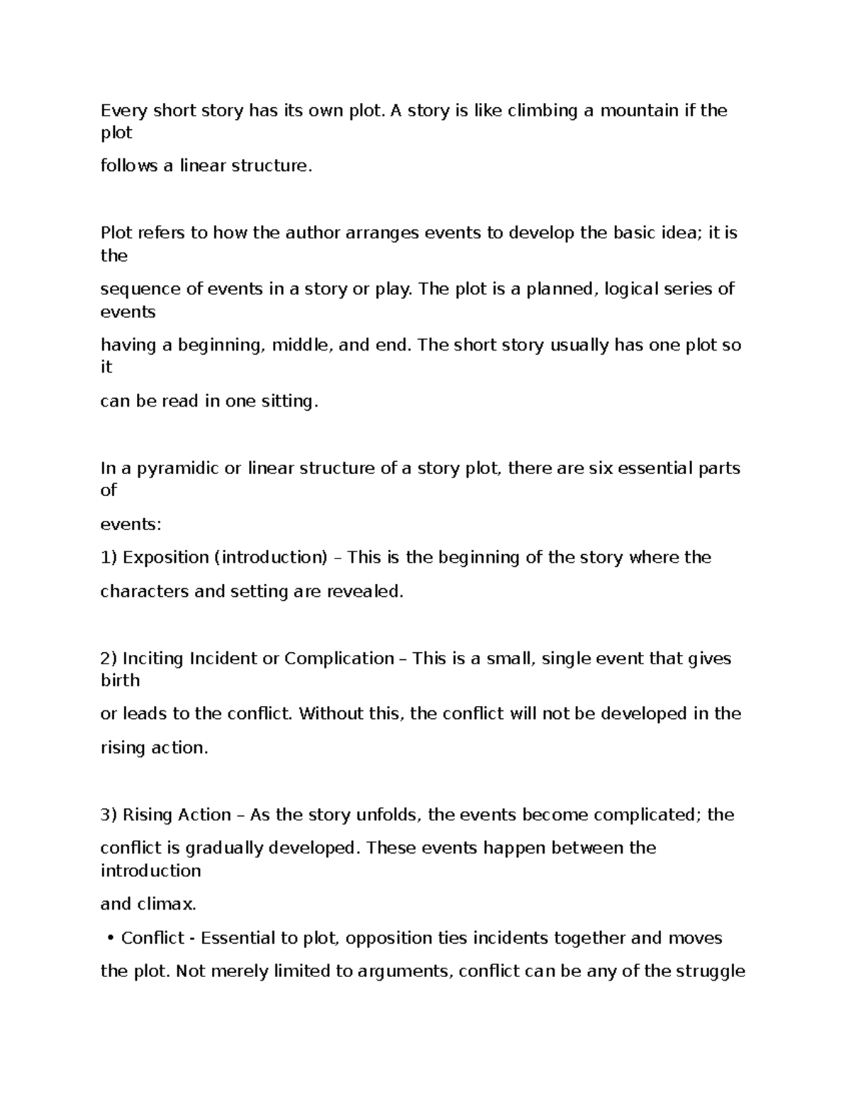 Understanding Plot Structure in Short Stories: Key Elements - Studocu