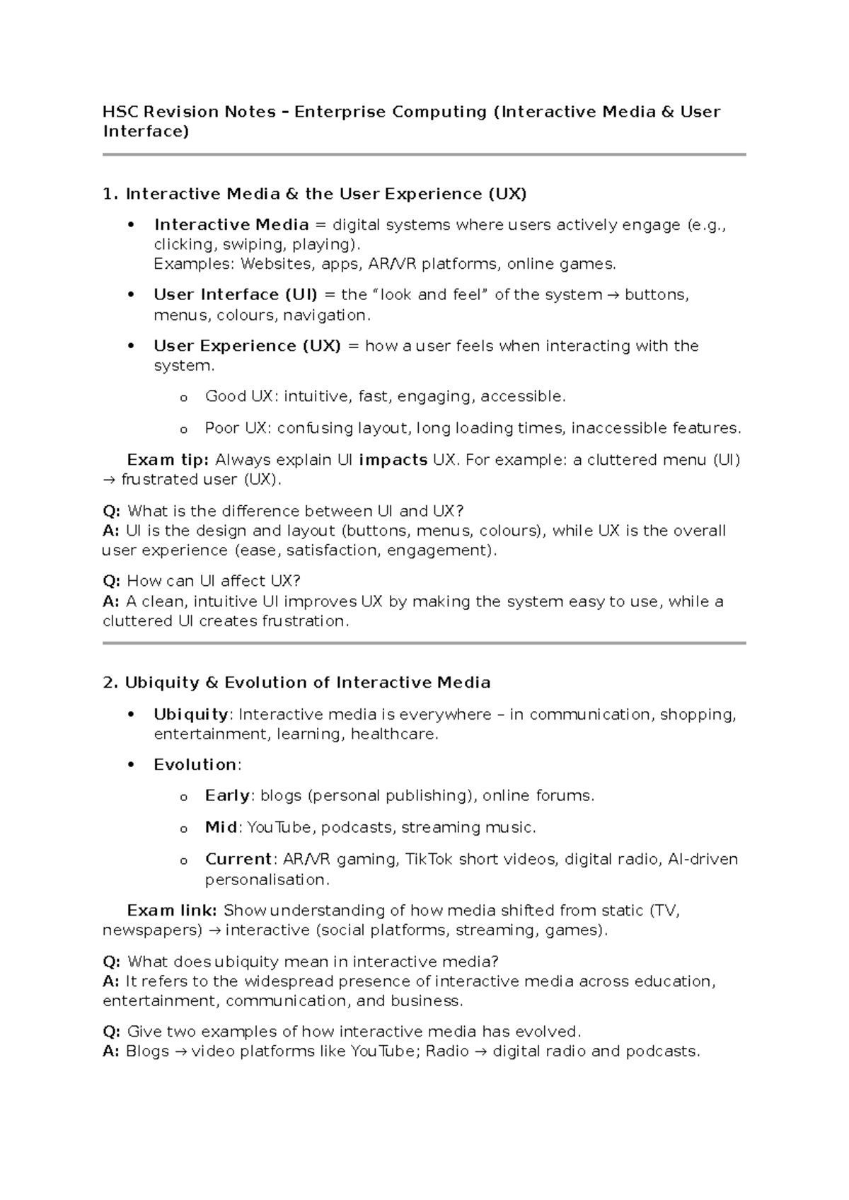 HSC Revision Notes – Enterprise Computing (Interactive Media & UX ...