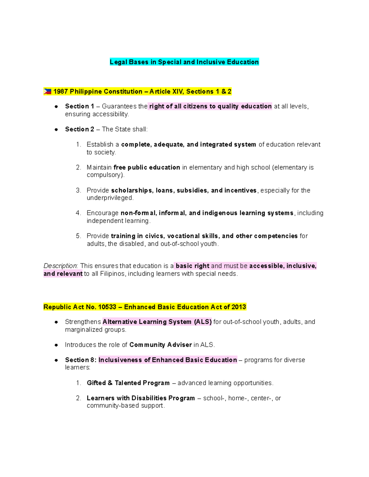 Legal Bases for Inclusive Education in the Philippines: A Comprehensive ...