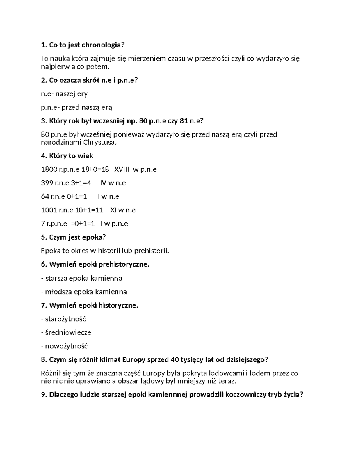 Historia sprawdzian dział 1: Chronologia i cywilizacje - Studocu