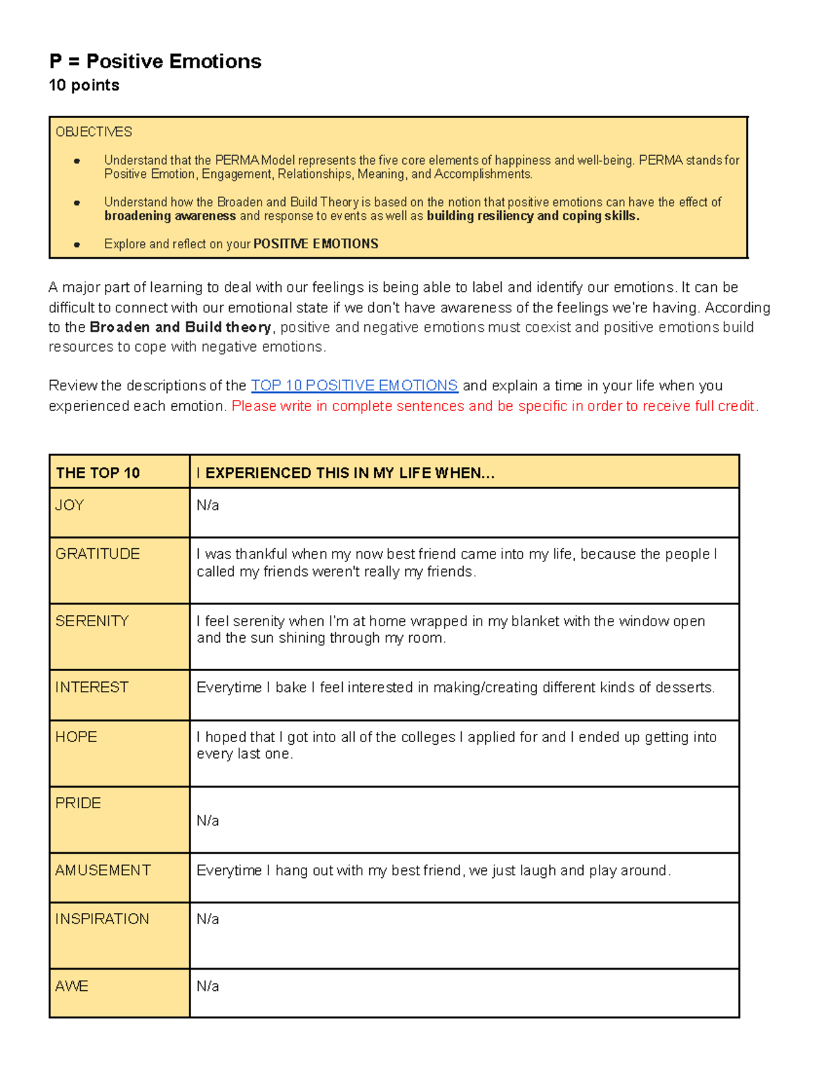 P = Positive Emotions: Analyzing the PERMA Model Insights - Studocu