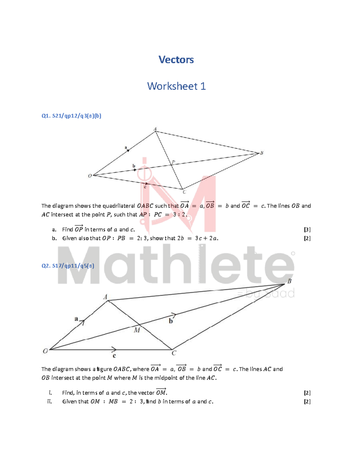 Vectors Worksheet 1 & 2: Comprehensive Q&A Guide - Studocu