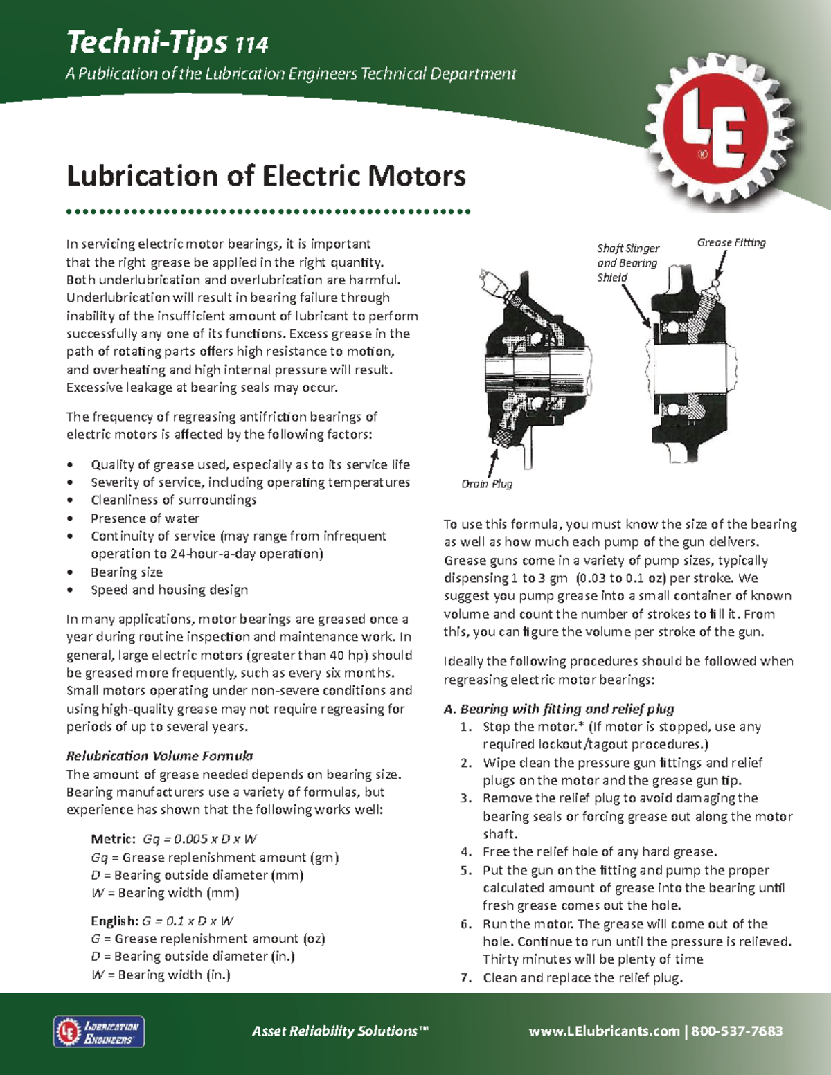 114 Electric Motors - Regreasing Procedures and Best Practices - Studocu