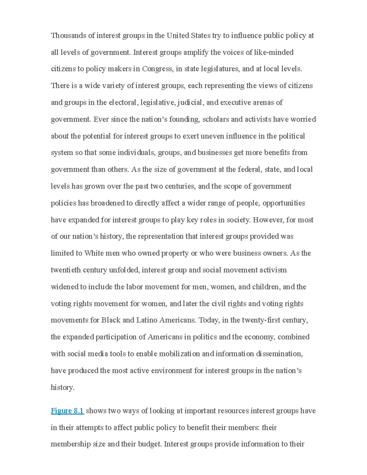 Chapter 08 Notes: Interest Groups & Their Impact on Public Policy - Studocu