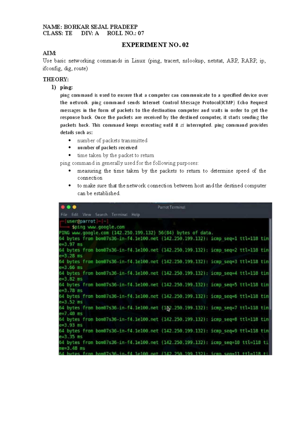 TE-A Networking Commands: Linux Basics (Ping, Tracert, Netstat, etc ...