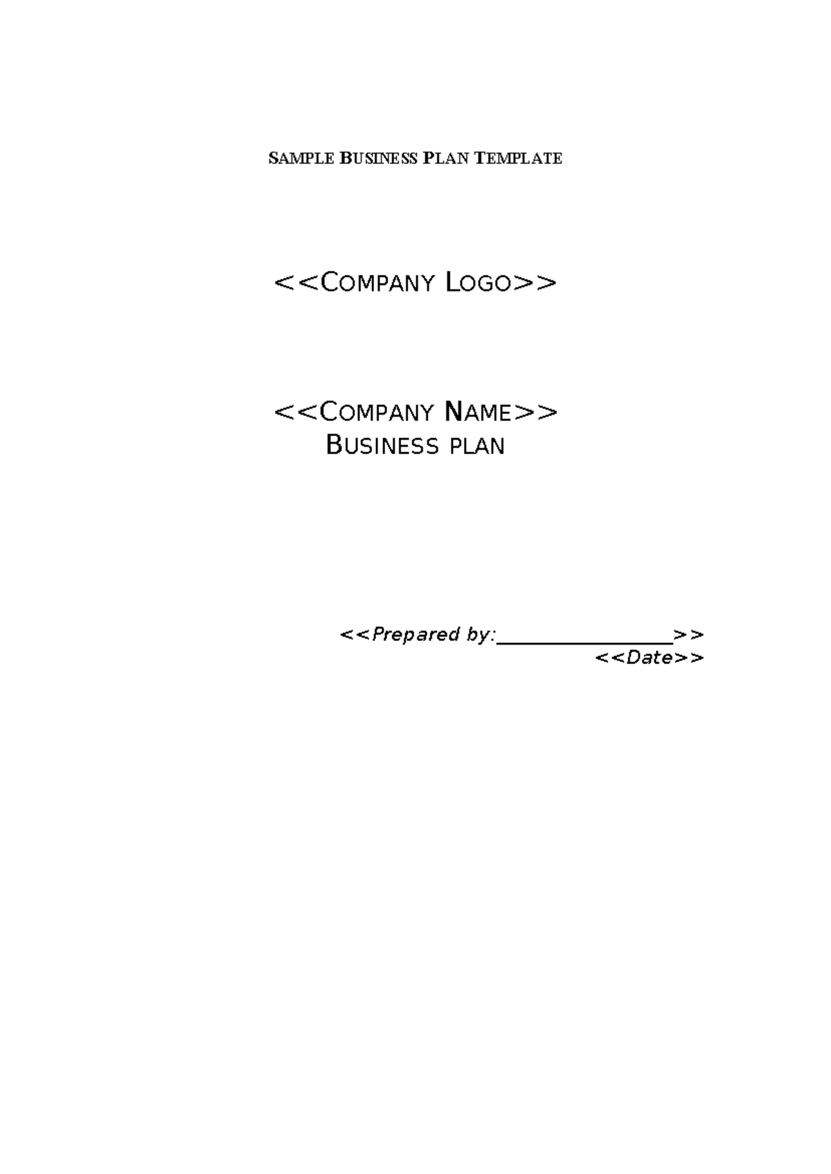 Sample Business Plan Template - SAMPLE BUSINESS PLAN TEMPLATE - Studocu