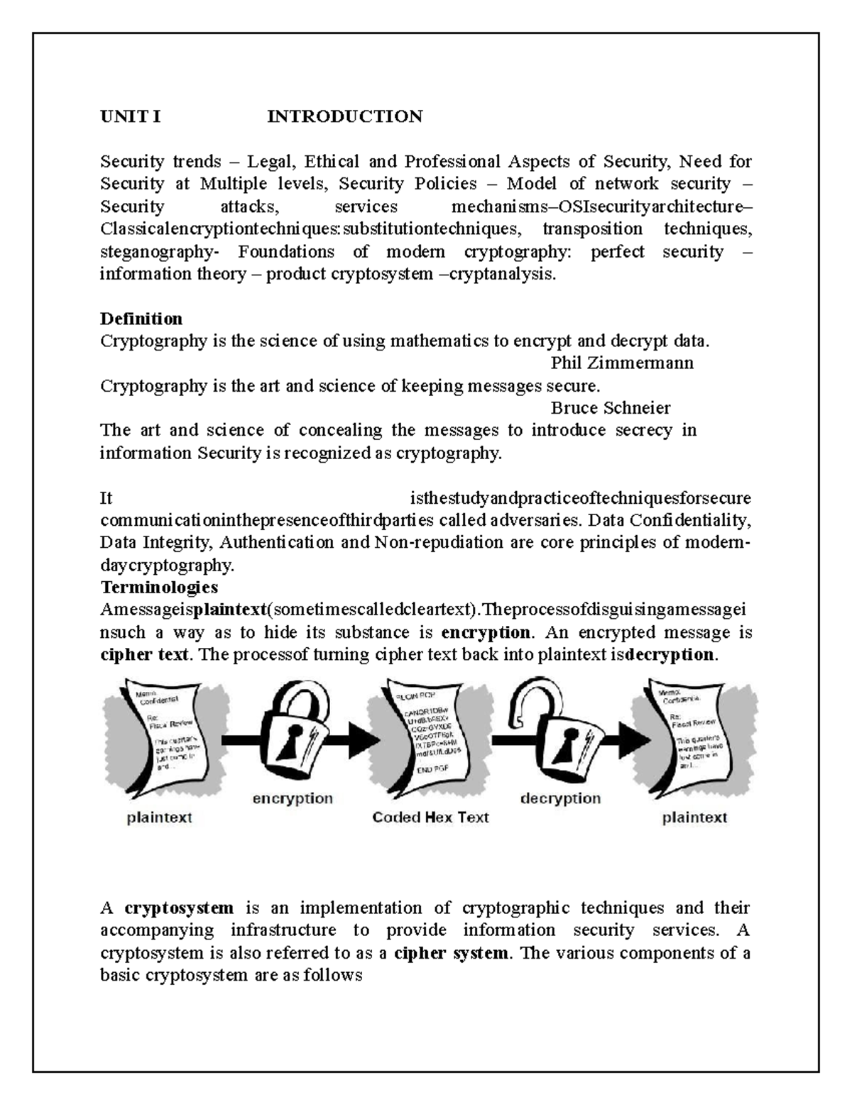 UNIT 1 - Security Trends, Legal, Ethical Aspects & Cryptography Notes ...
