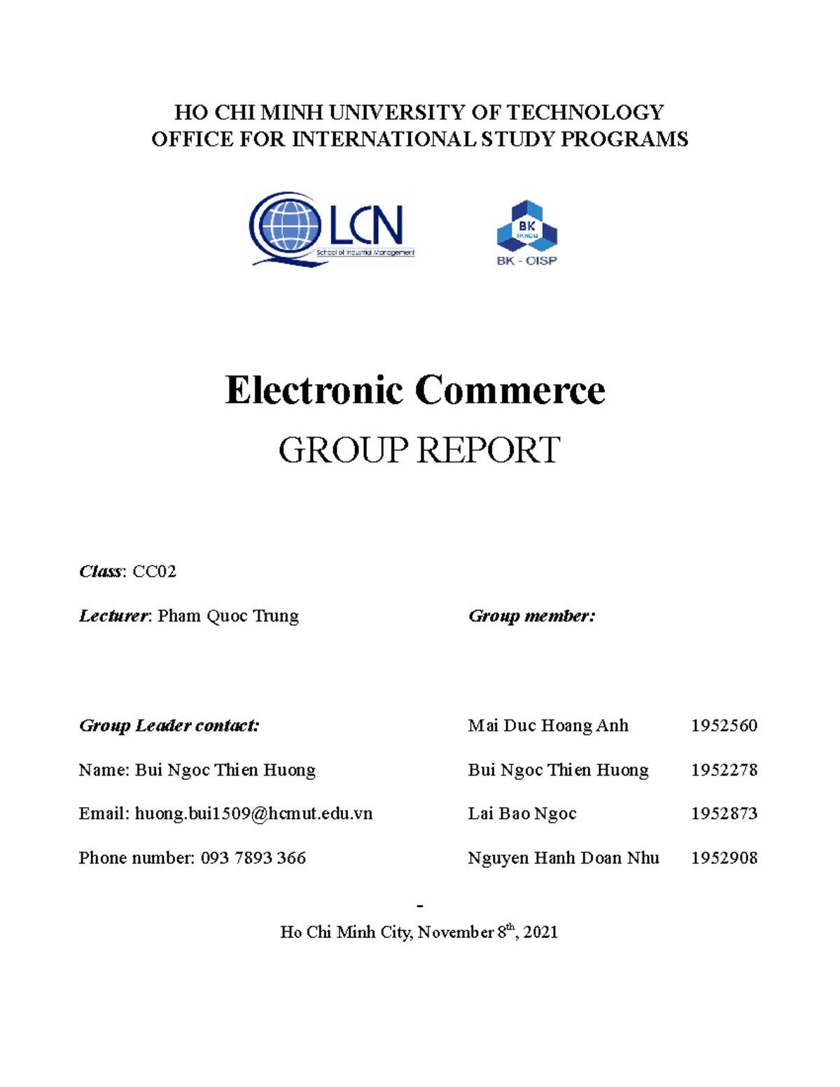 Electronic Commerce Project - Start up a business - HO CHI MINH ...