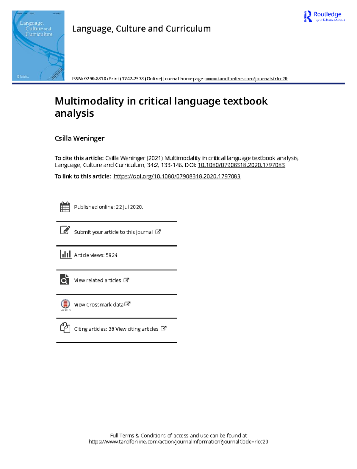 Multimodal Analysis of Language Textbooks: A Critical Perspective - Studocu