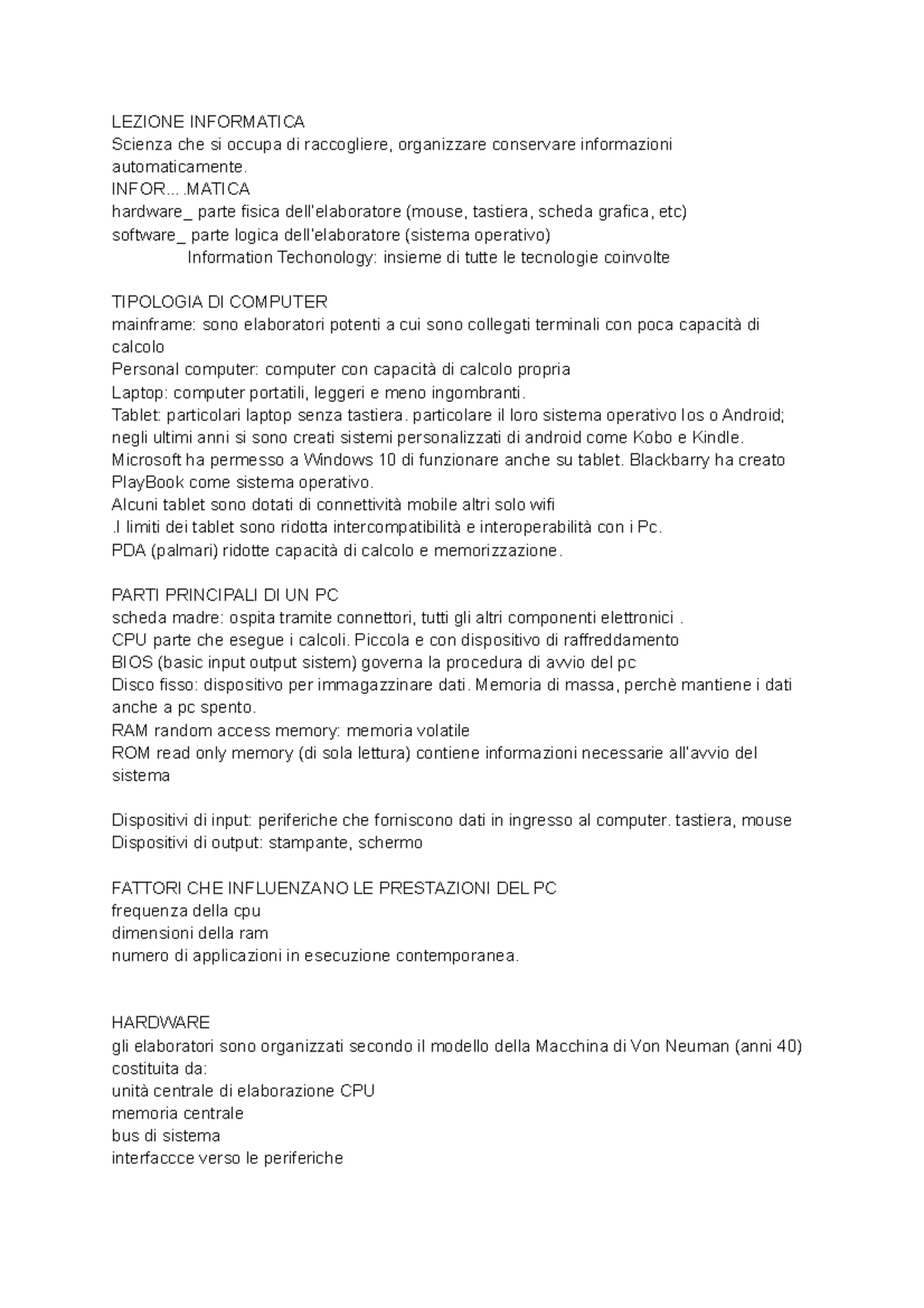 Esercitazione di Informatica - Lezione 26 - Scienze e Tecniche ...