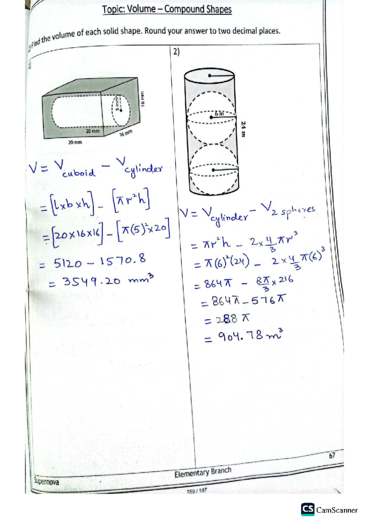 Grade 7: Volume of Compound Shapes & Circle Calculations - Studocu