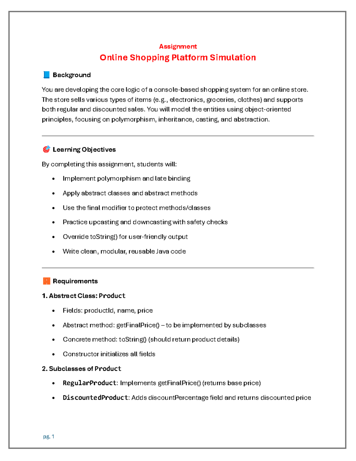 Assignment - Online Shopping Platform Simulation (CS101) - Studocu