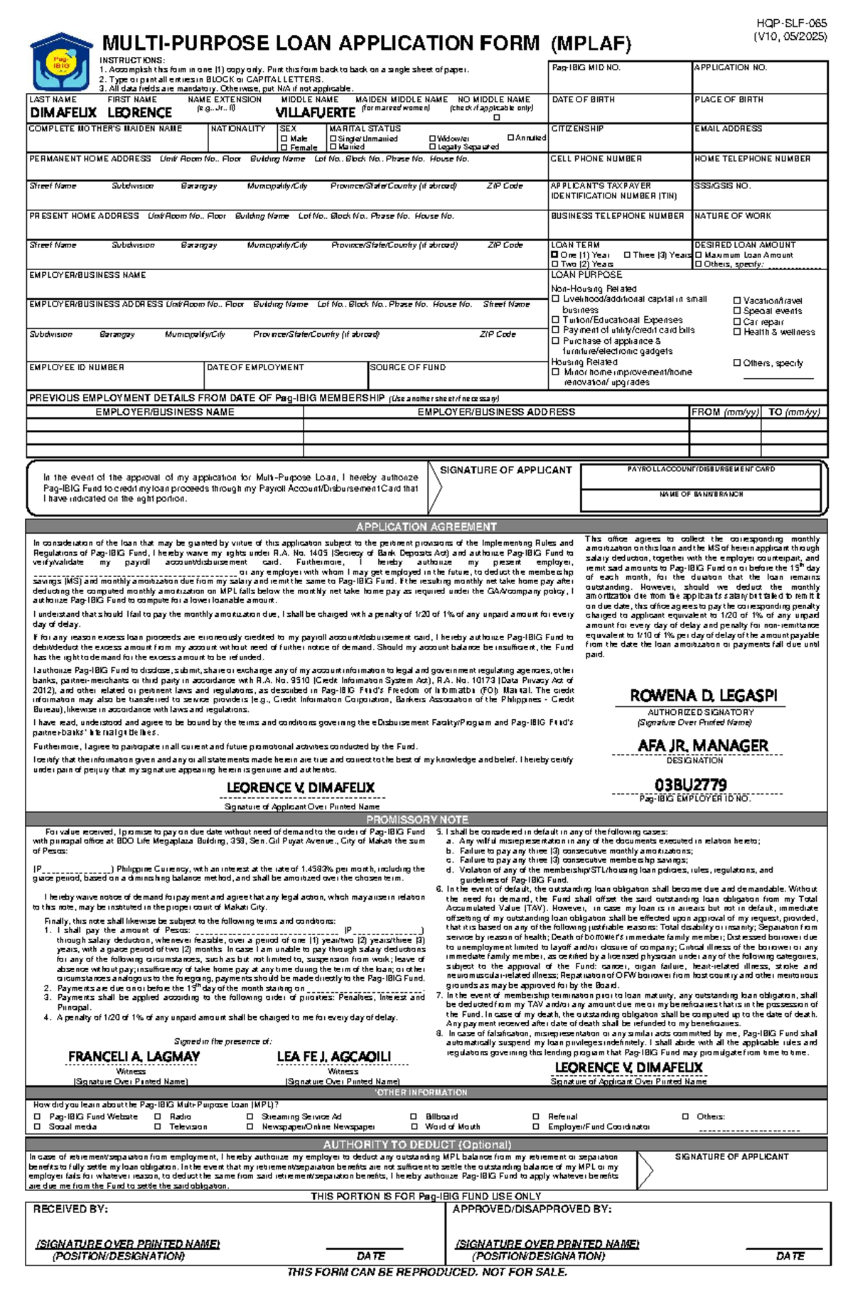 SLF065 Multi-Purpose Loan Application Form V10 Instructions - Studocu