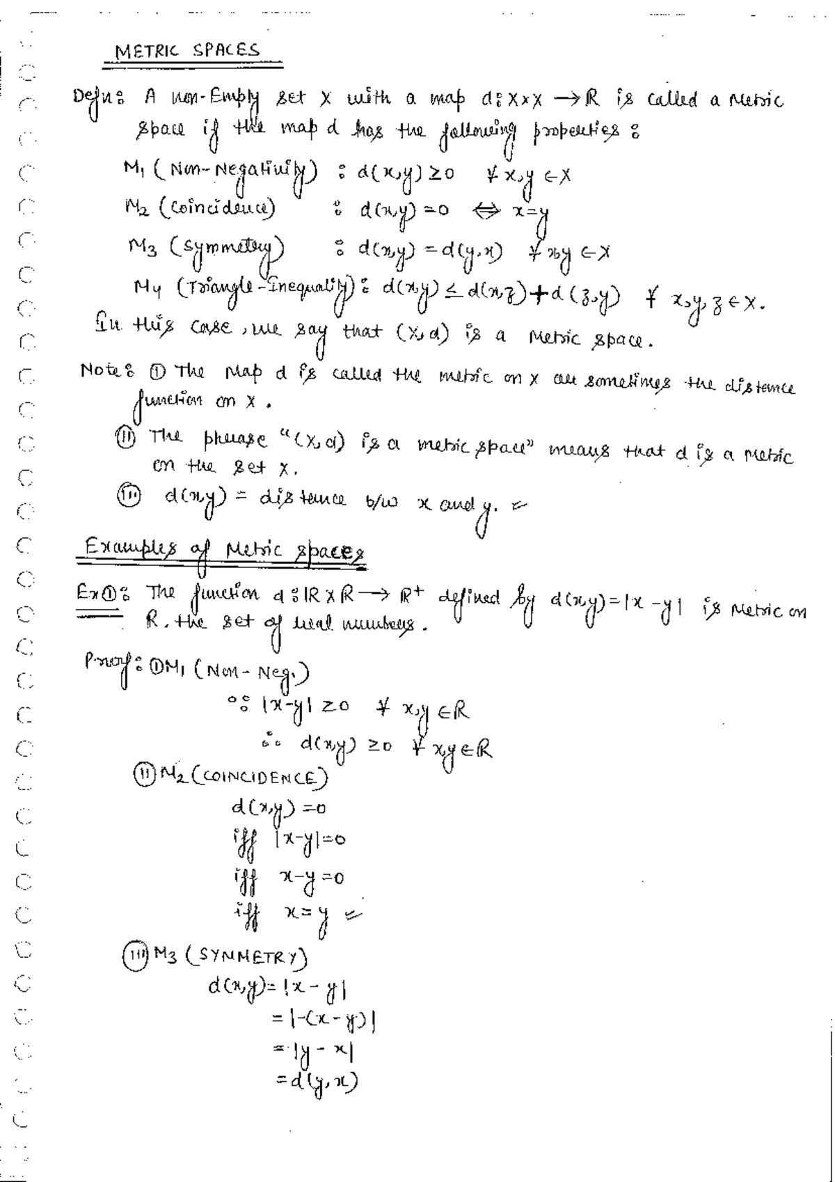 Metric Spaces Notes - NS 2023 - Studocu