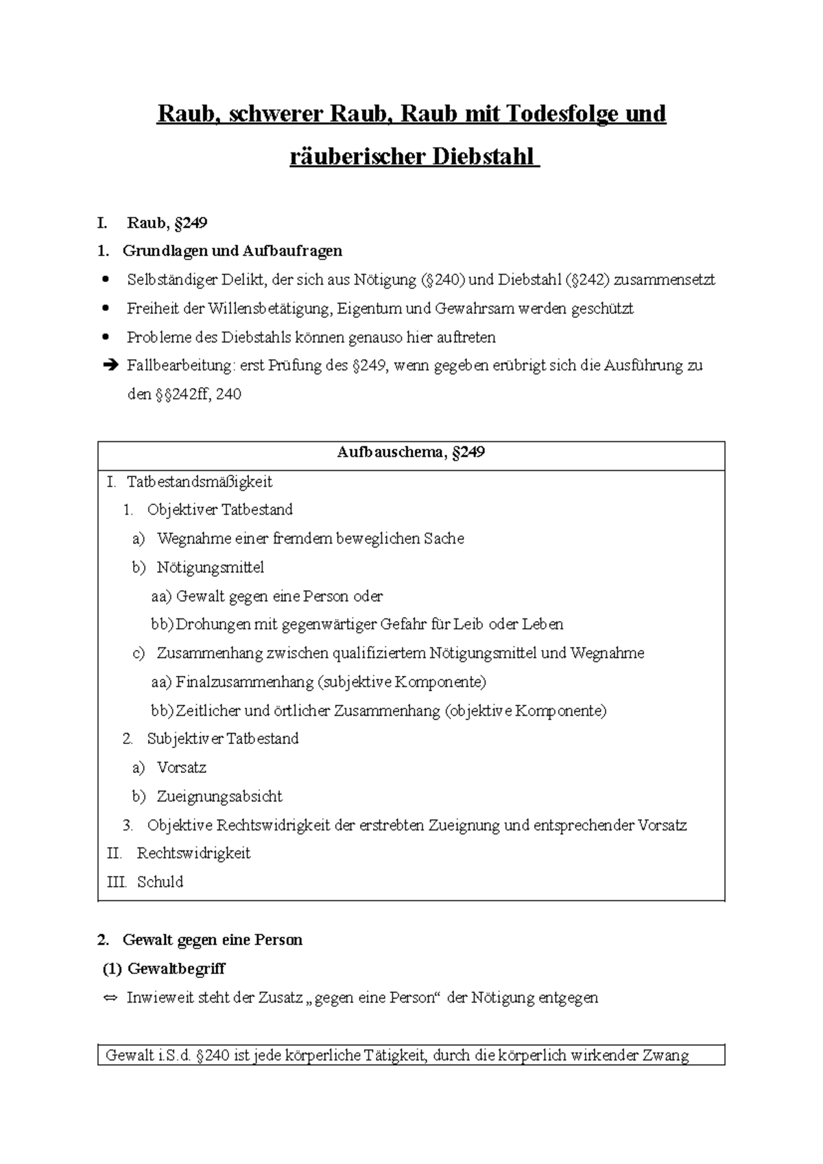 Raub, schwerer Raub und räuberischer Diebstahl: Eine detaillierte ...
