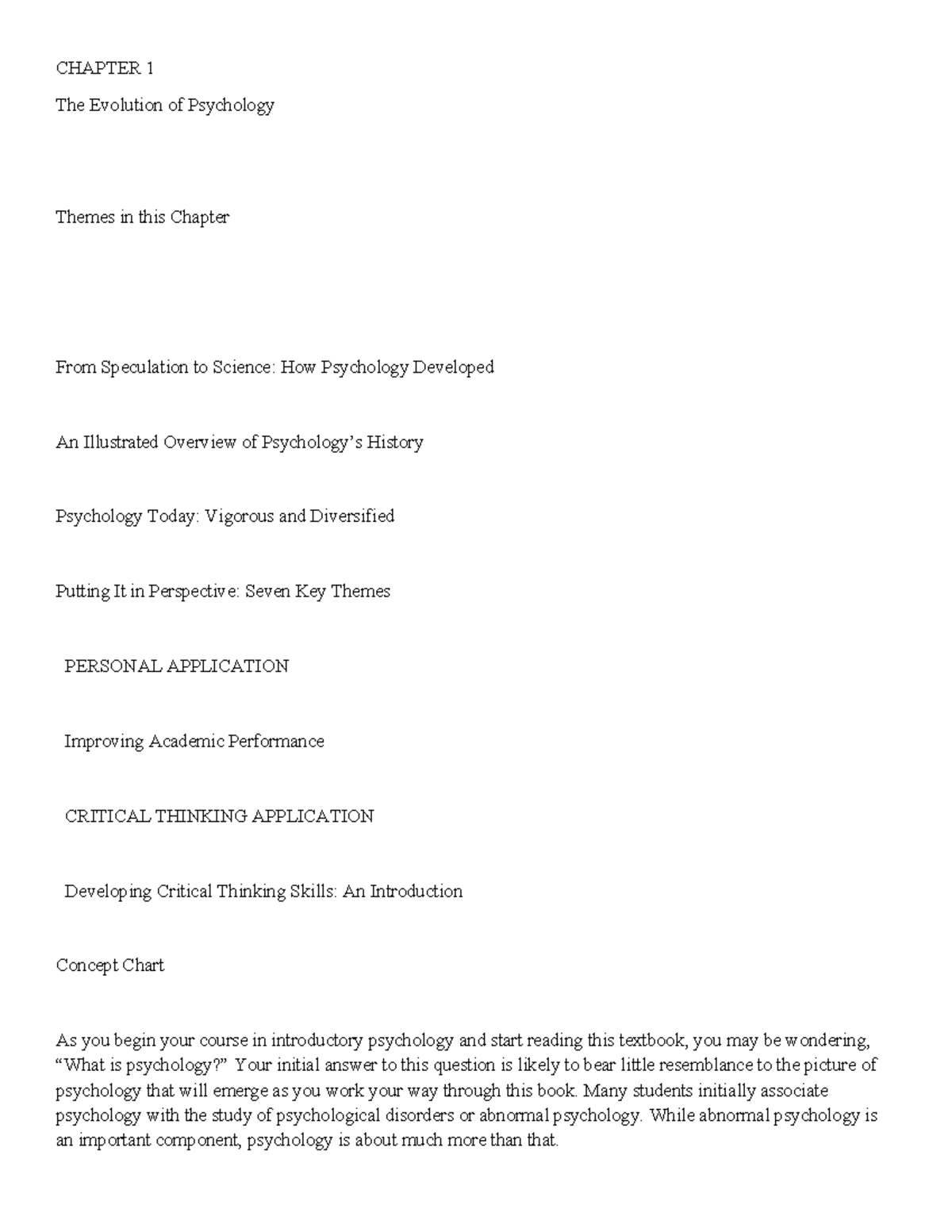 Psyc 290: Chapter 1 - The Evolution of Psychology and Key Themes - Studocu