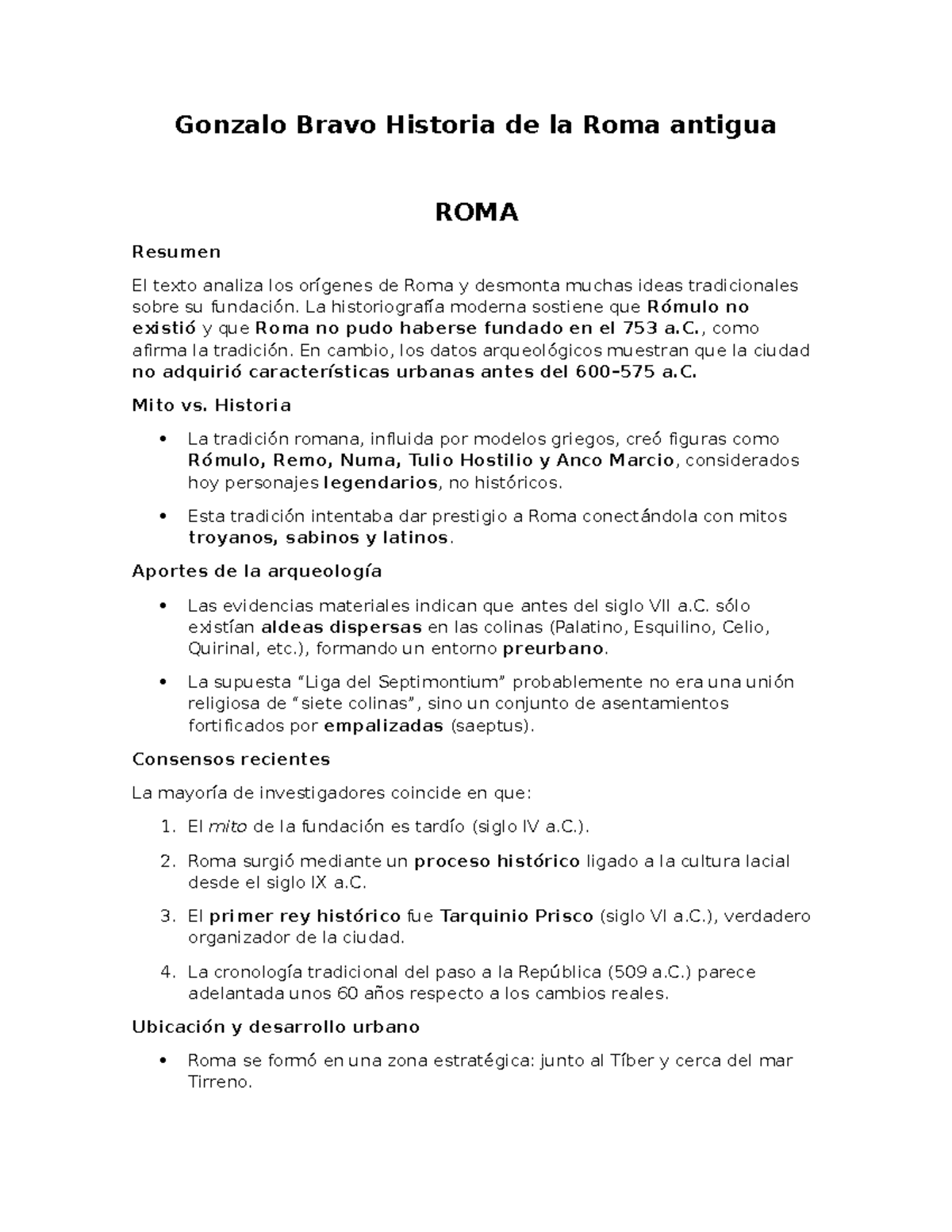 Resumen de la Historia de la Roma Antigua - ROMA - Studocu