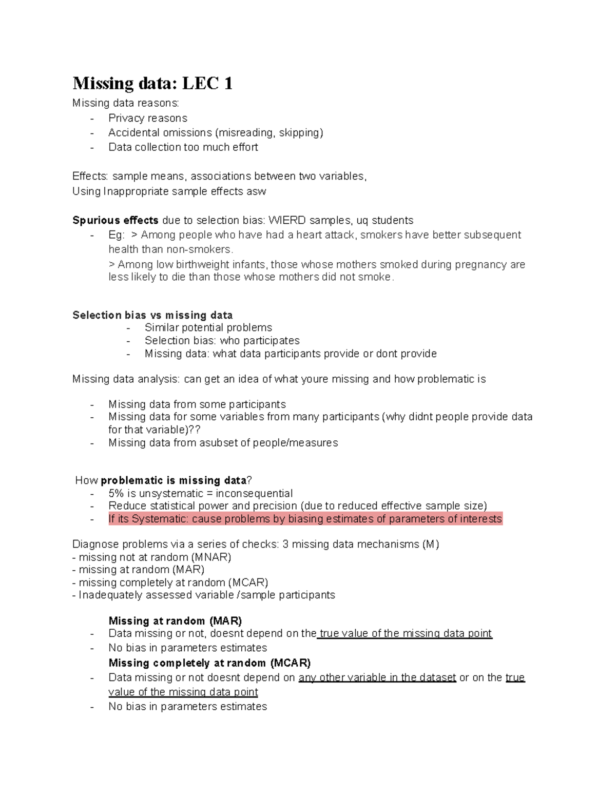 Missing Data Analysis: LEC 1 Insights and Implications for Statistics ...
