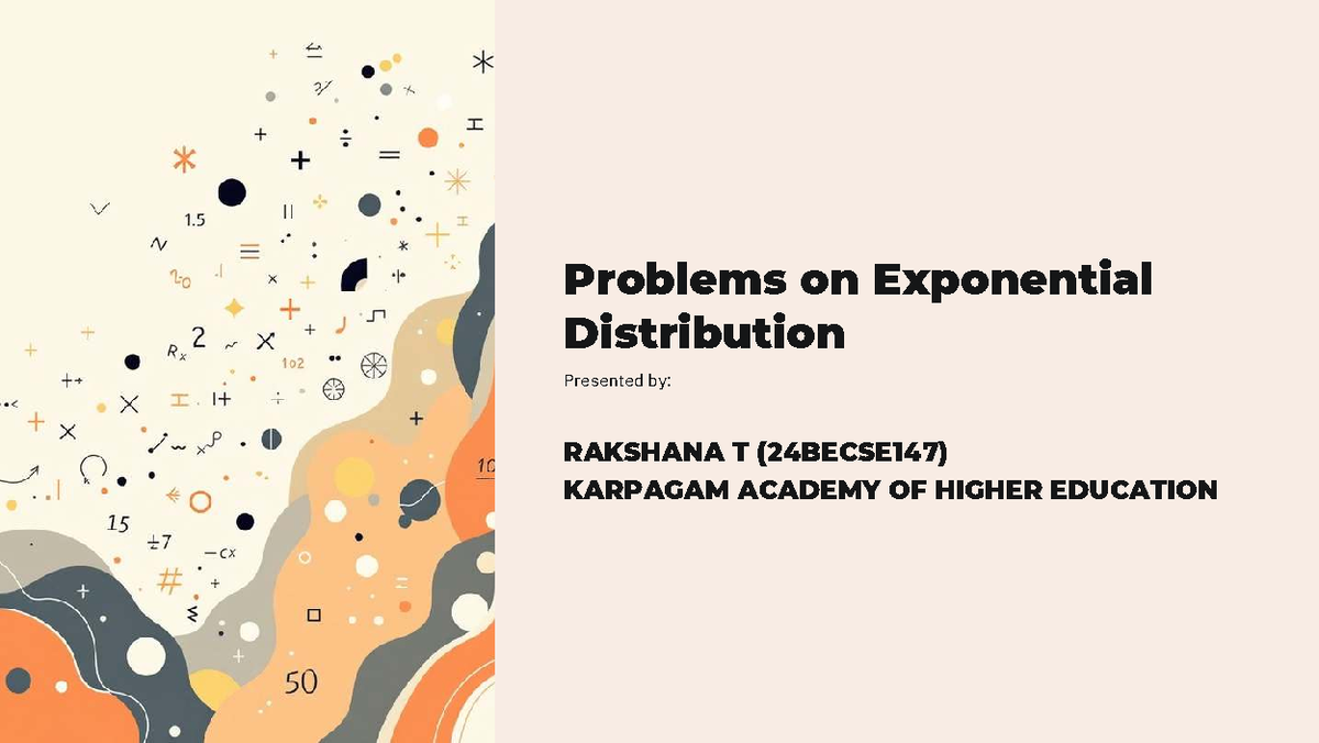 Exponential Distribution Problems - 24BECSE147 Lecture Notes - Studocu