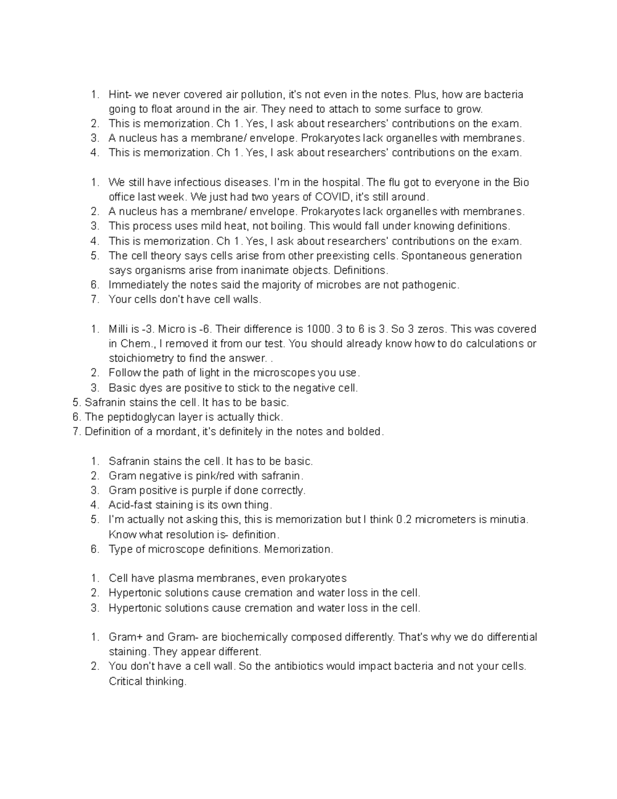 Bio 101: Exam 1 Practice Questions Explanation and Review - Studocu