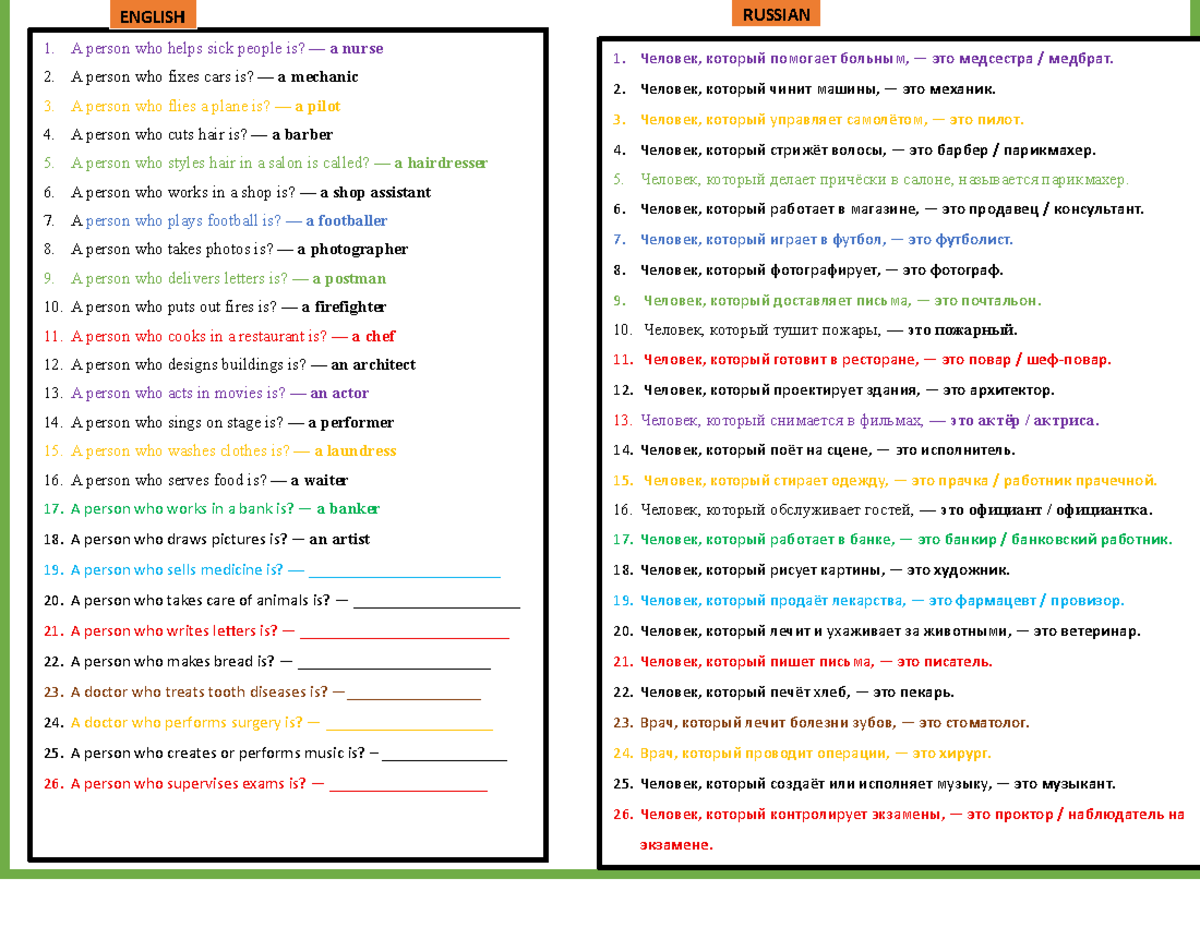 RUSSIAN - Vocabulary and Grammar Notes for English Learners - Studocu