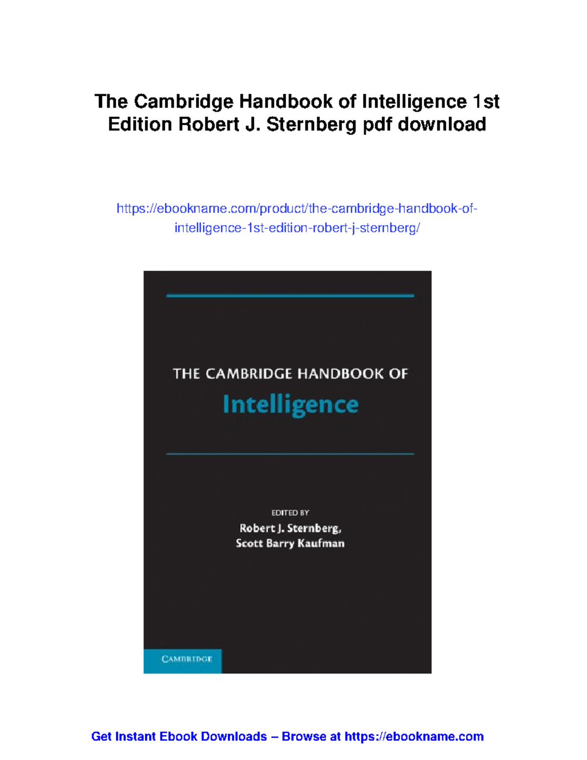 The Cambridge Handbook of Intelligence (1st Ed) by R.J. Sternberg - Studocu