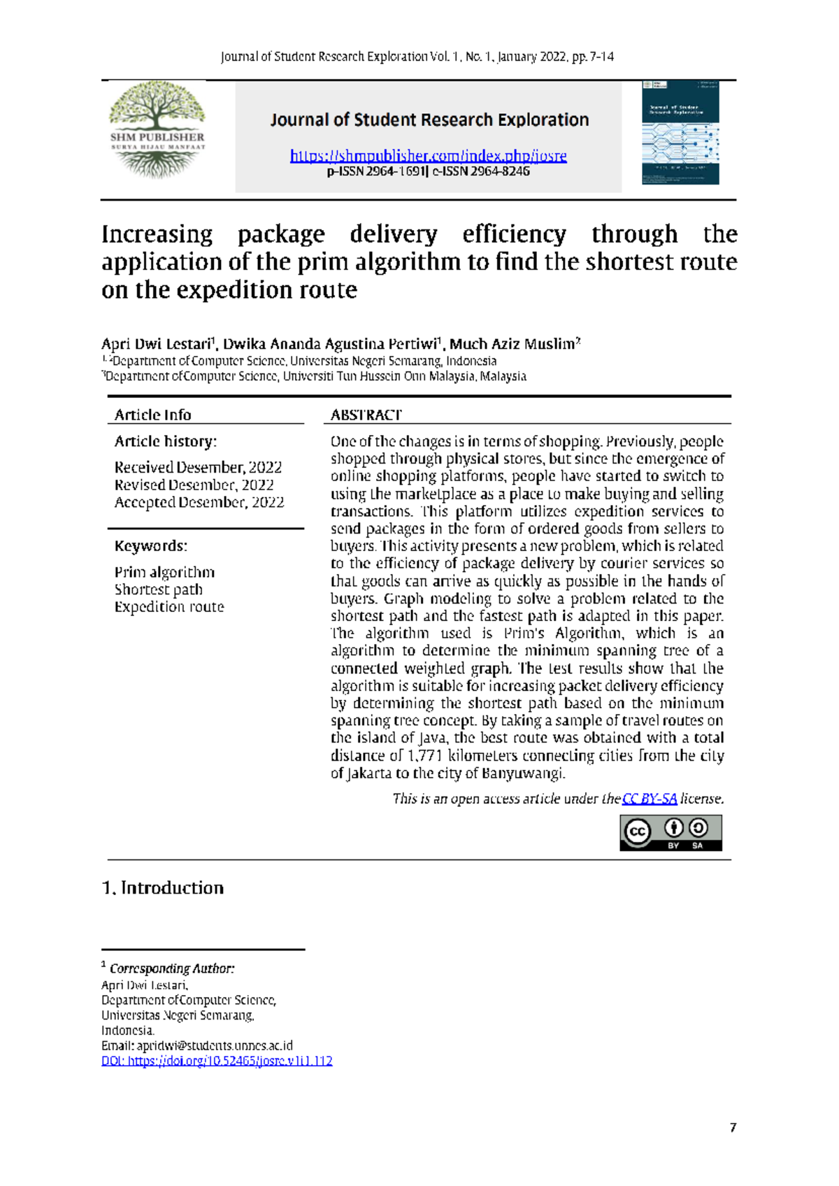 Efficient Package Delivery Using Prim's Algorithm: A Case Study on Java ...