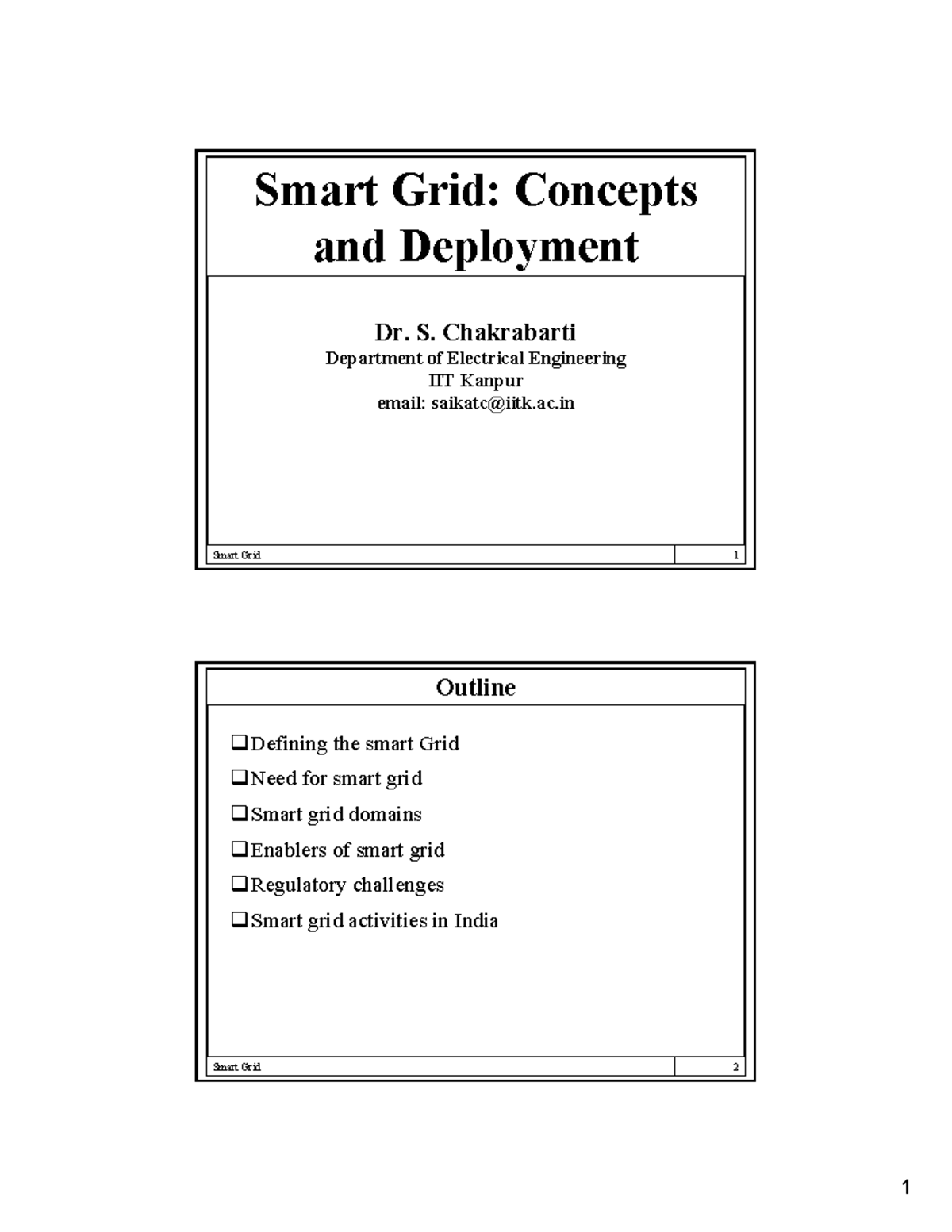 Smart Grid Concepts: Lecture Notes 1 - IIT Kanpur - Studocu