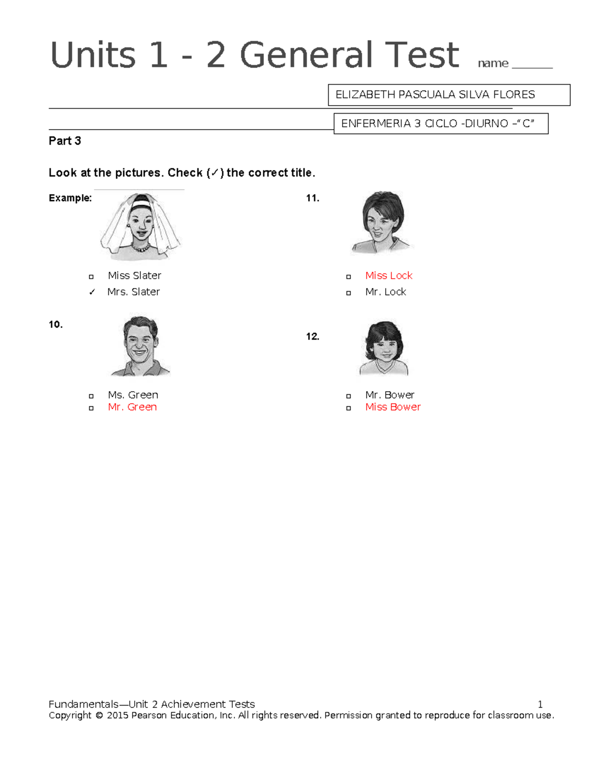 Top Notch Fundamentals Unit 2 Assessment - Units 1 - 2 General Test ...