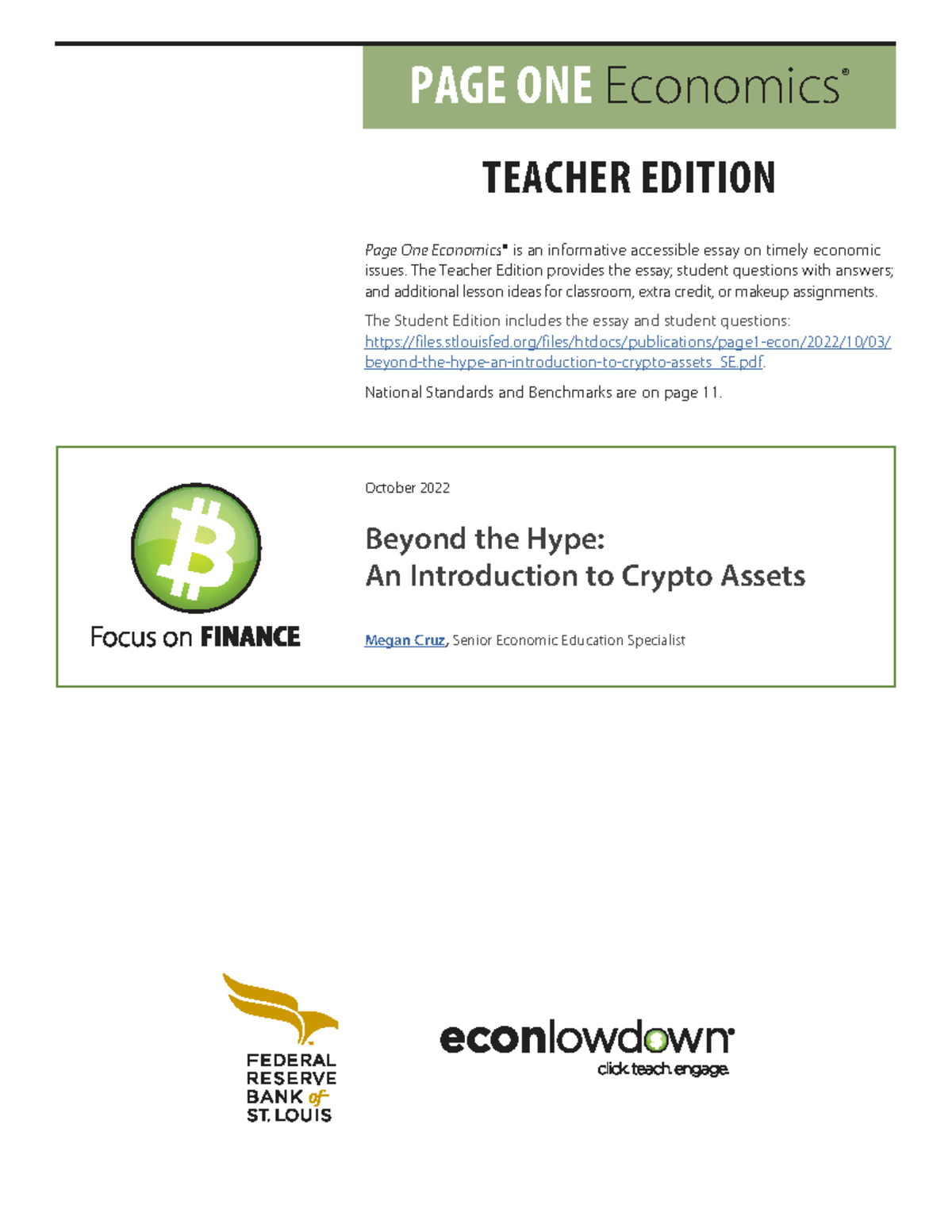 PAGE ONE Economics: Beyond the Hype - Intro to Crypto Assets - Studocu