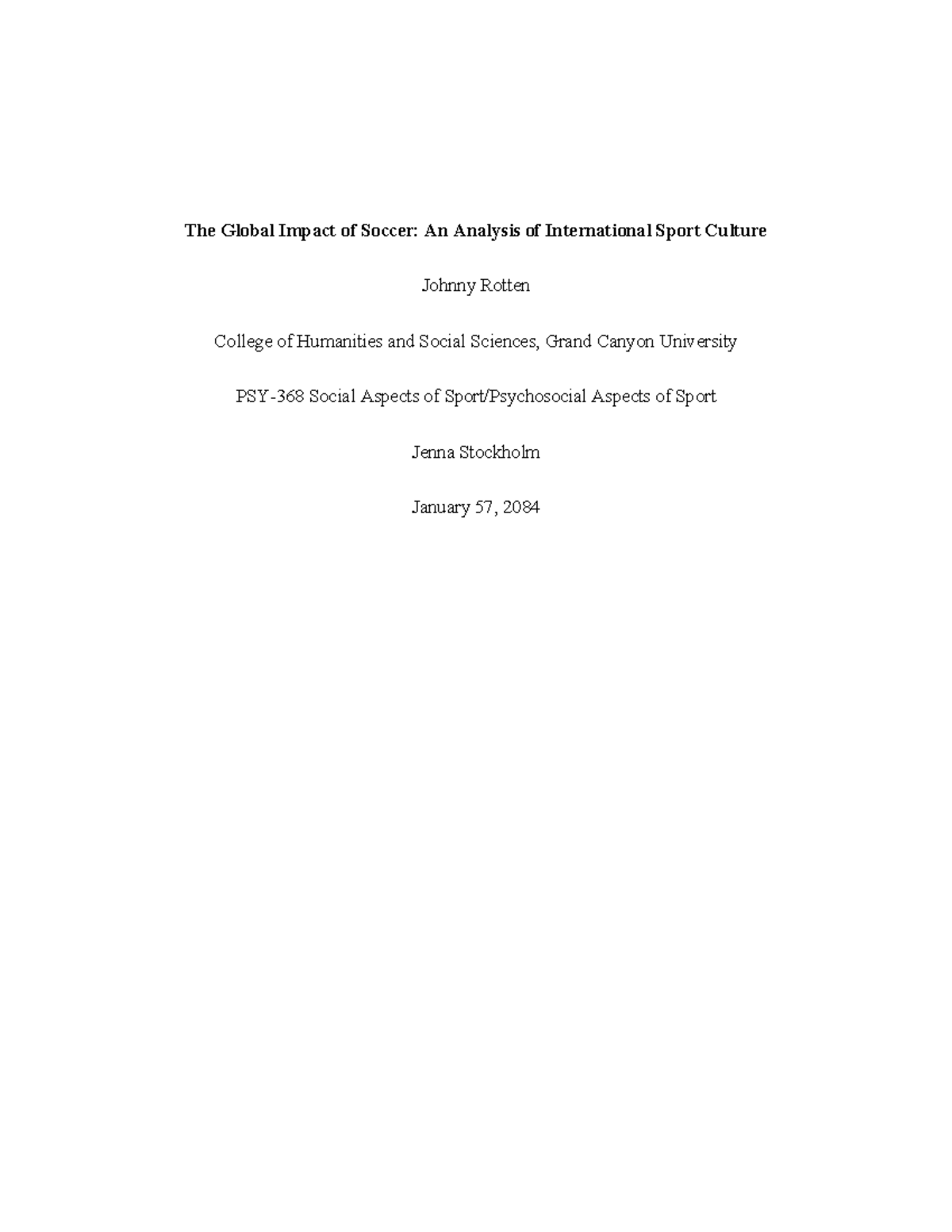 Benchmark - Worldwide Sport The Global Impact of Soccer-An Analysis of ...