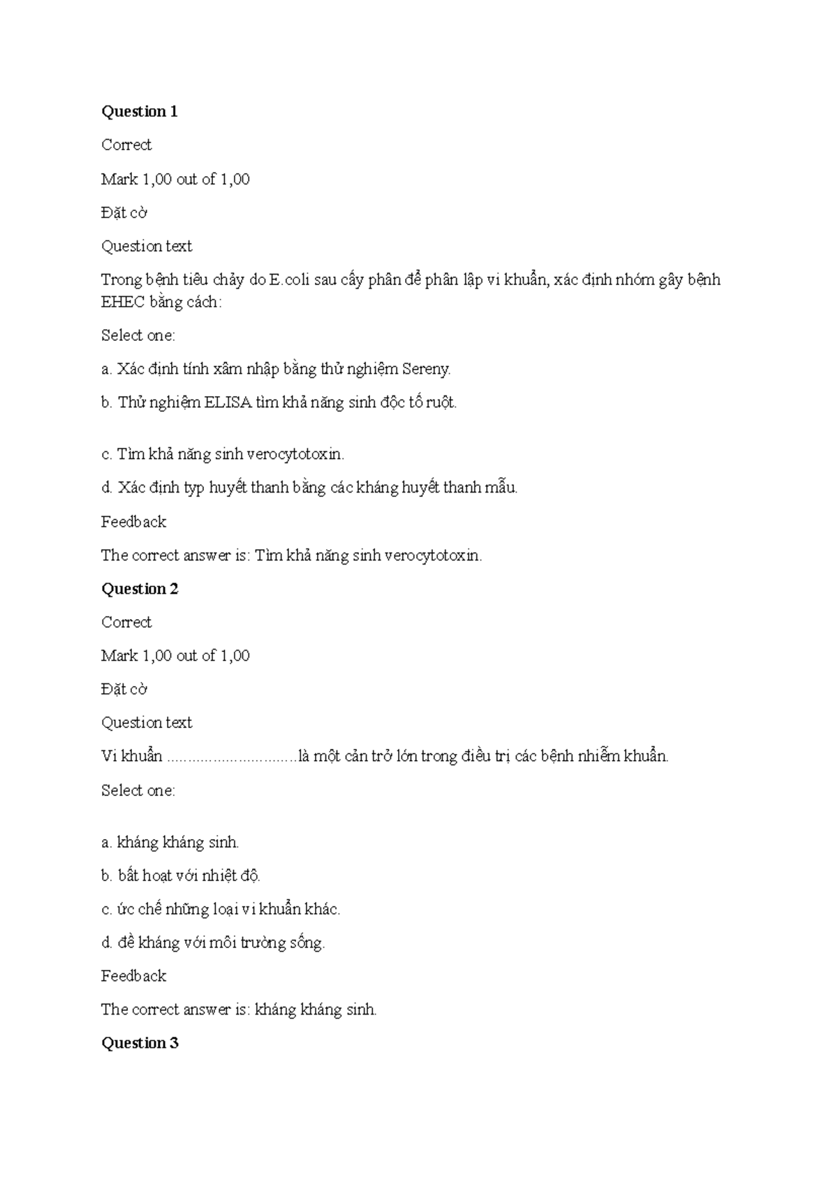 Vi Sinh Qnhat - Quiz Questions and Answers for Course Code Jk - Studocu