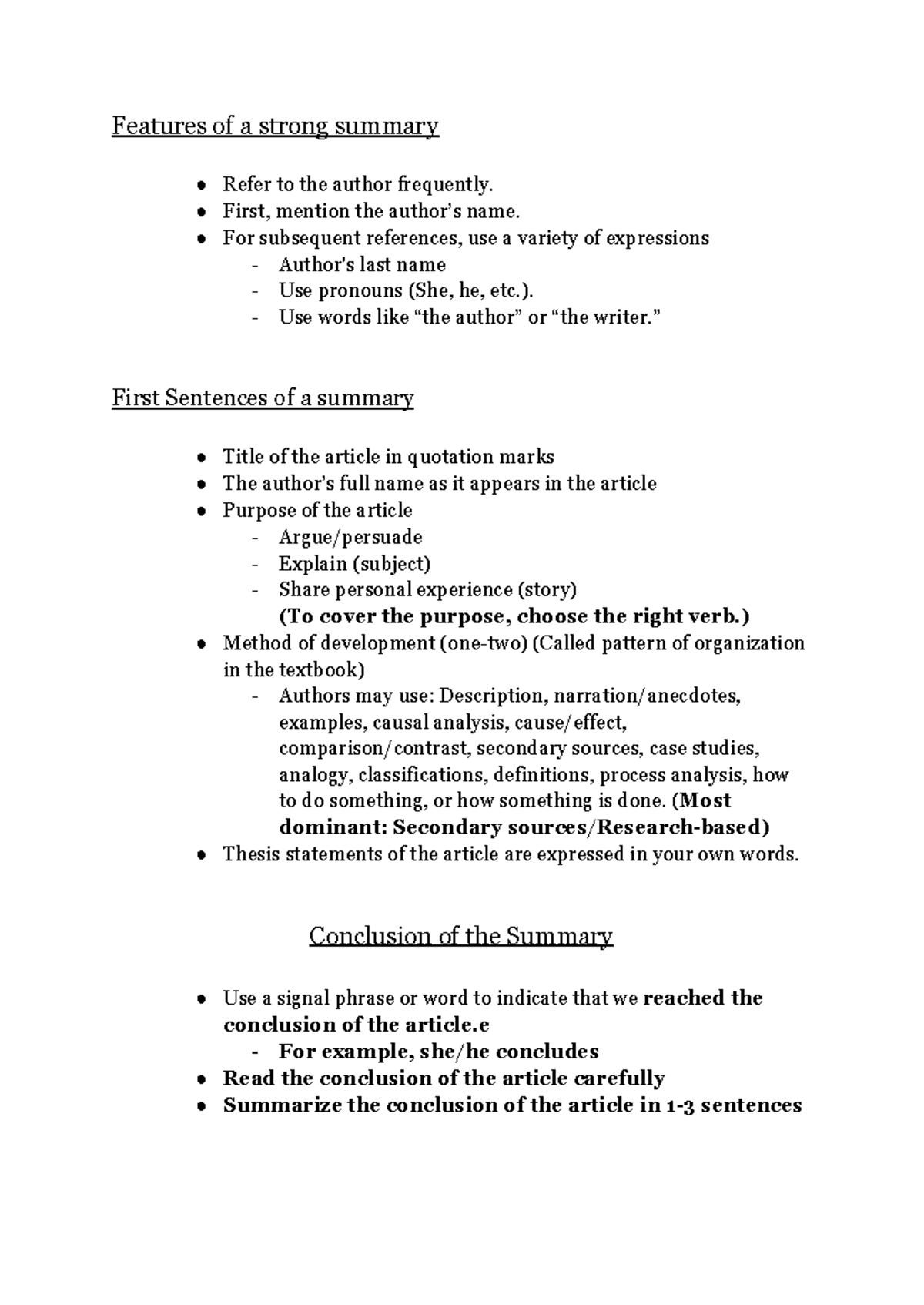ENGL-102 - Guidelines for Crafting Strong Summaries - Studocu