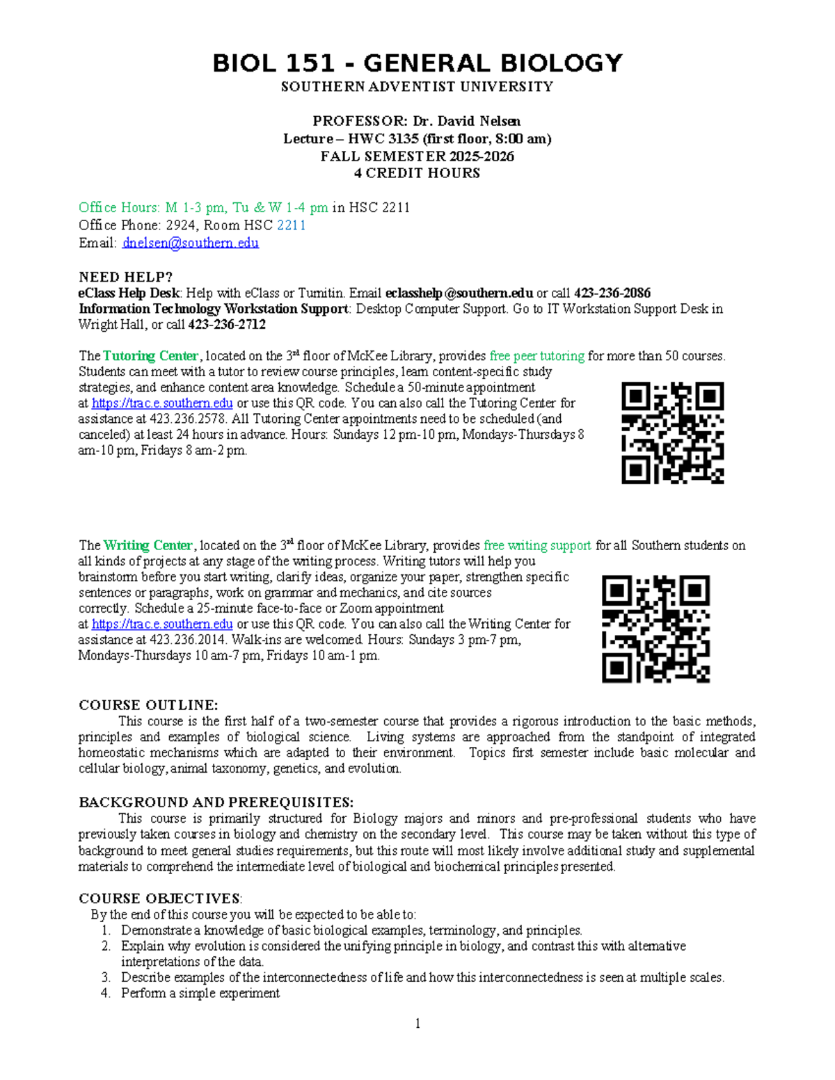 BIOL 151 General Biology Syllabus - Fall Semester 2023 - Studocu