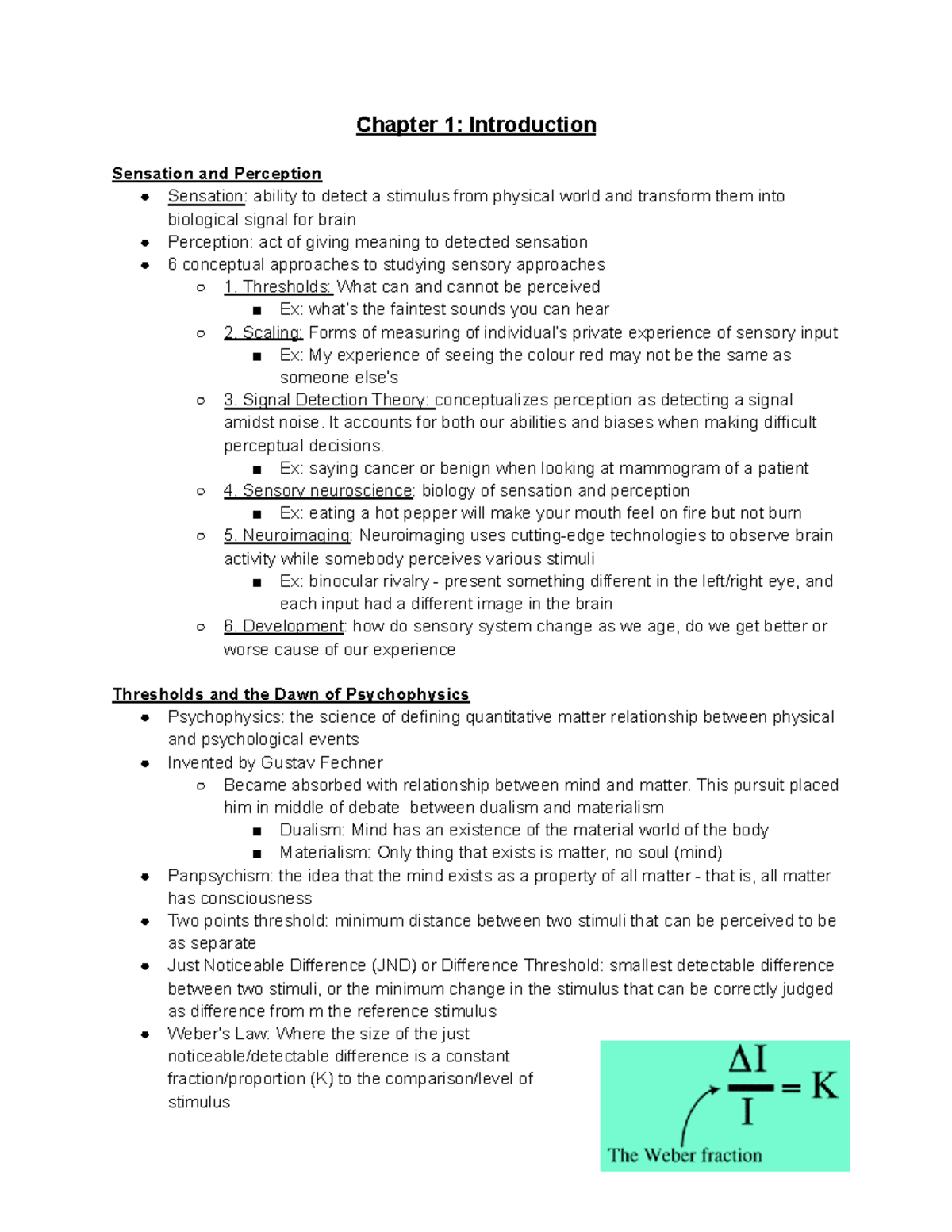 Psych 2E03 Chapter 1: Sensation and Perception Overview Notes - Studocu
