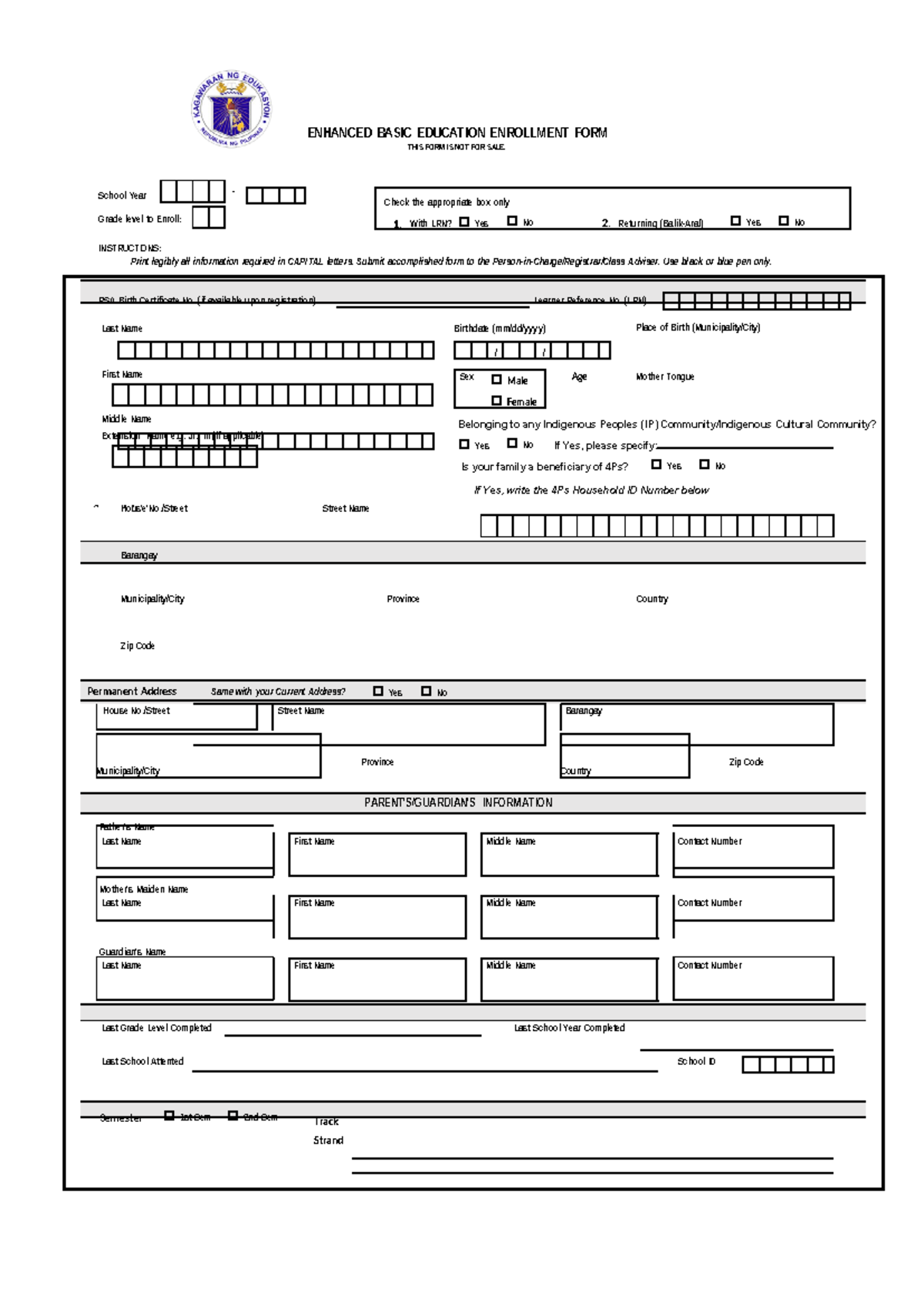 Enhanced-BEEF - Basic Education Enrollment Form for Learners - Studocu