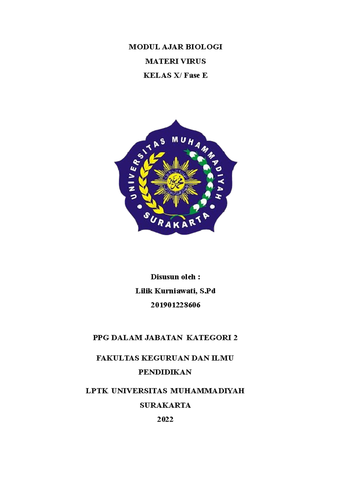 Modul Ajar Virus untuk Biologi Kelas X - Fase E 2022 - Document Preview