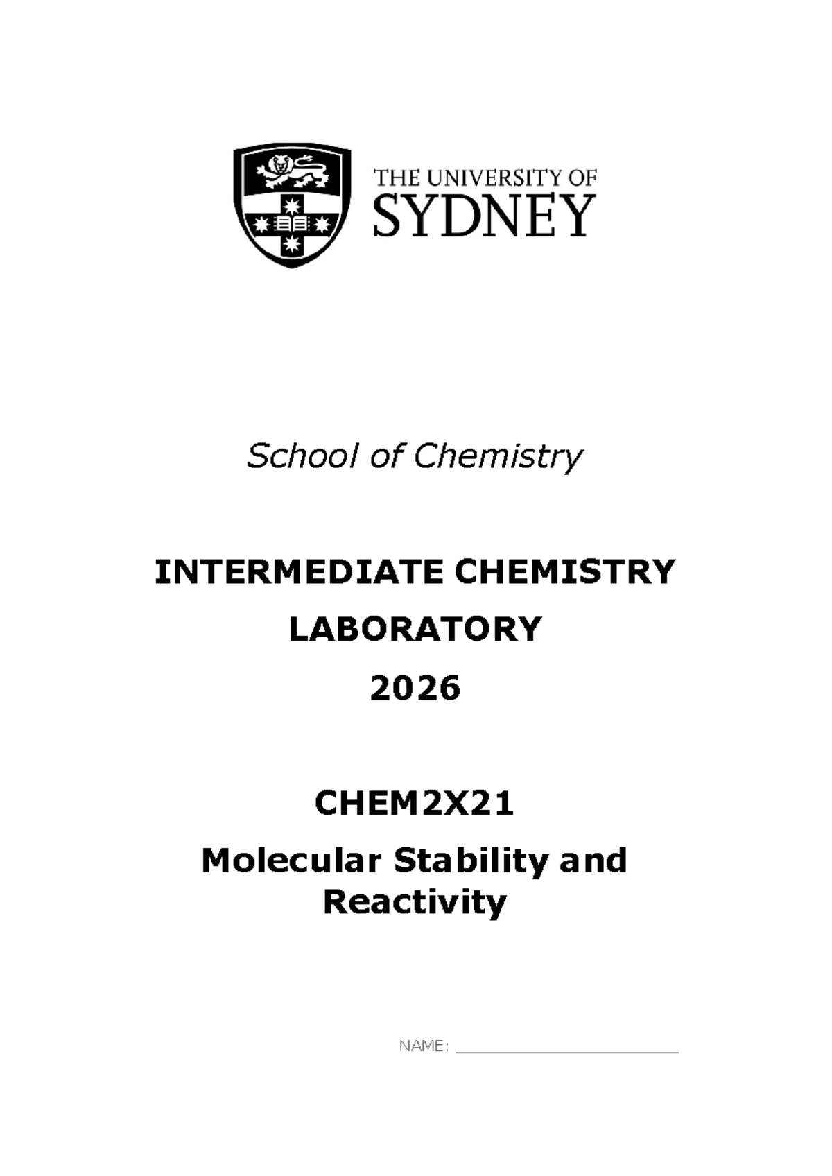 CHEM2X21 2026 Intermediate Chemistry Lab Manual: Safety & Conduct ...