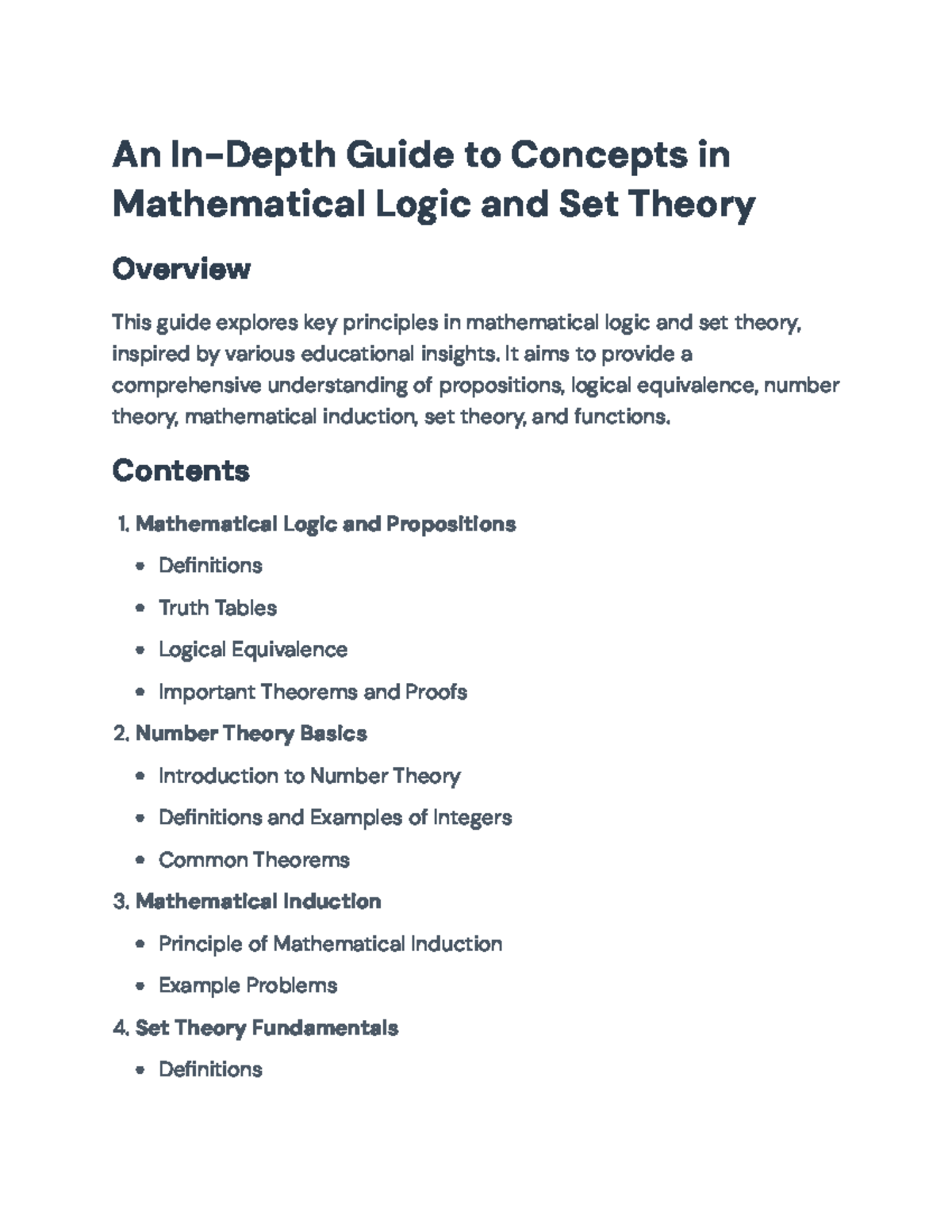 Mathematical Logic and Set Theory Study Guide (MATH 101) - An In-Depth ...