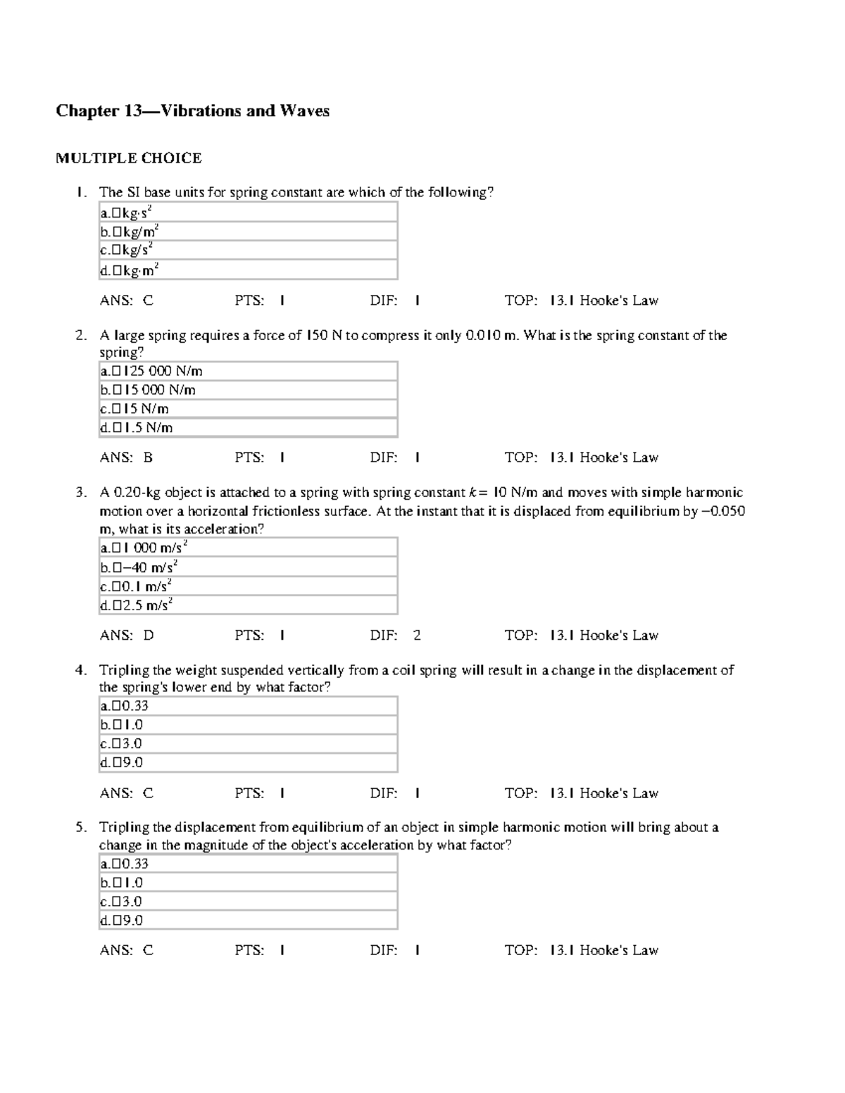 Chapter 13 - Vibrations and Waves in College Physics Exam Preparation ...