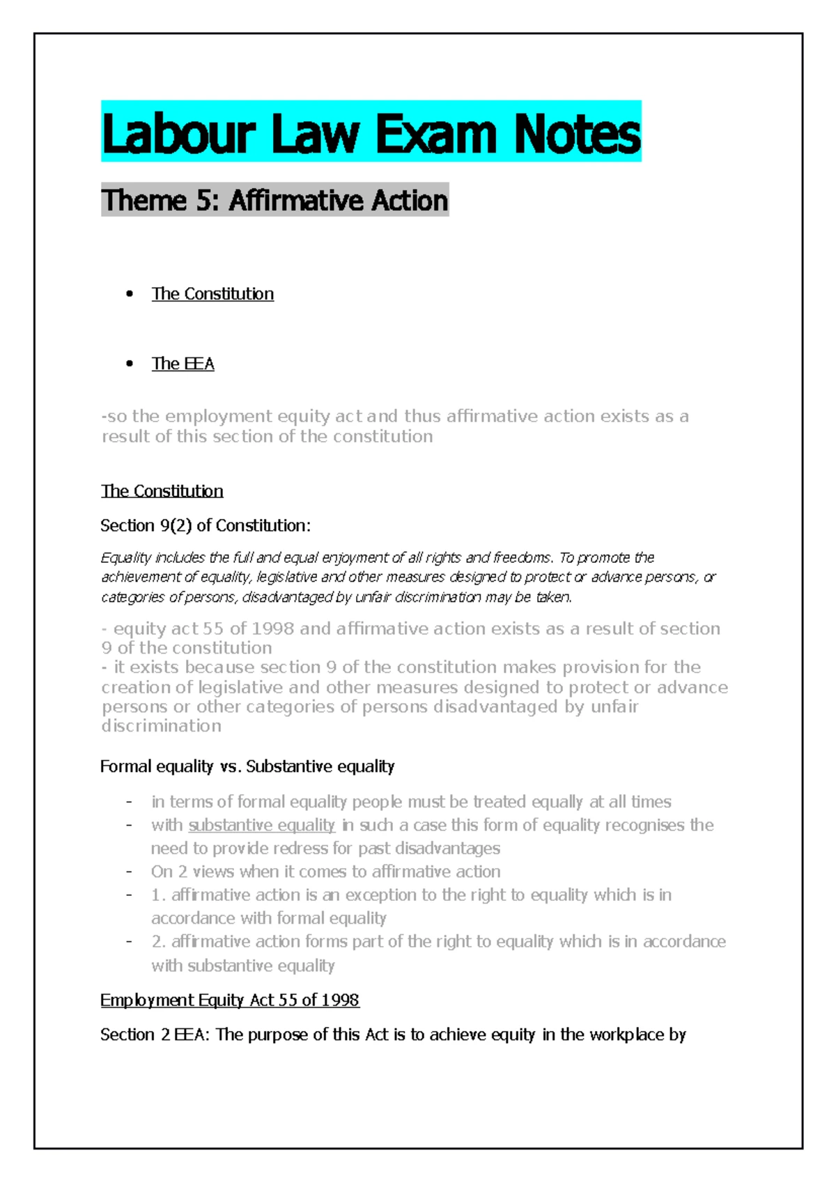 Theme 2 PART 2 - Notes taken - SLIDE 2 Duties of employees and ...