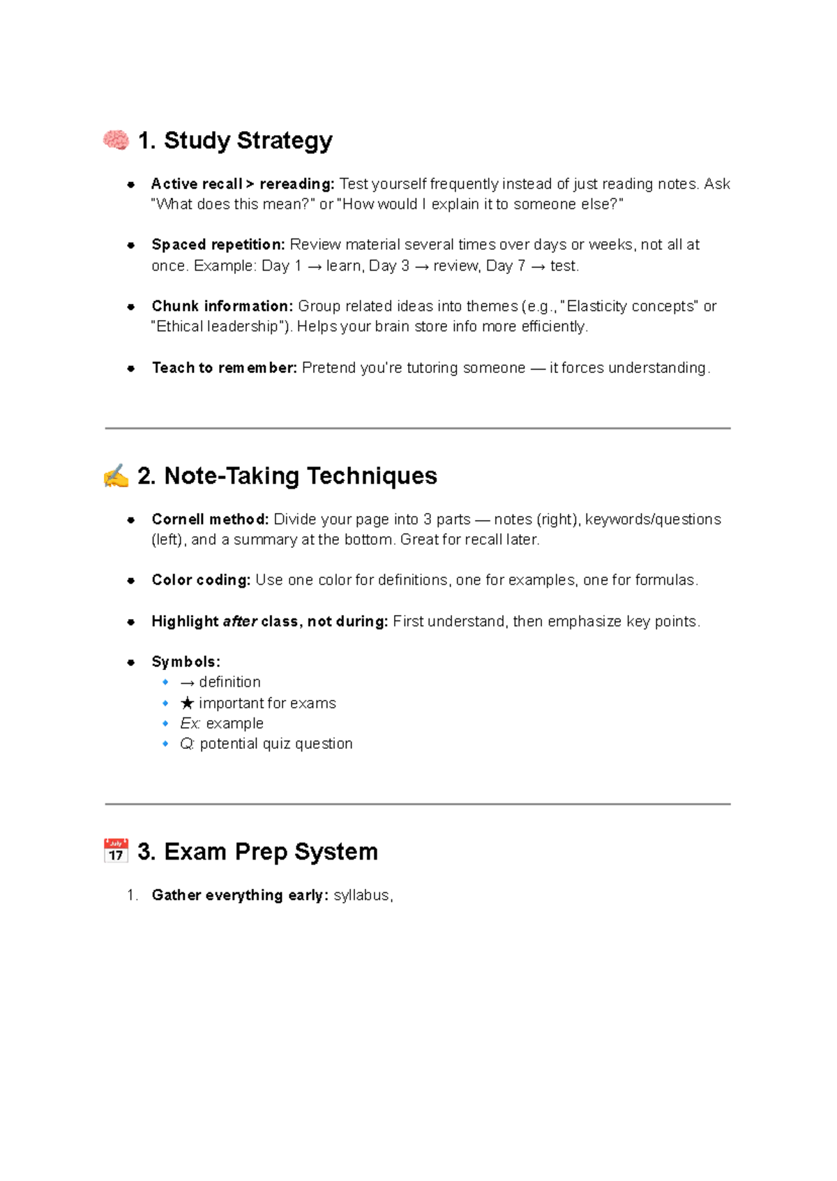 Math Study Strategies and Exam Prep Techniques - Studocu