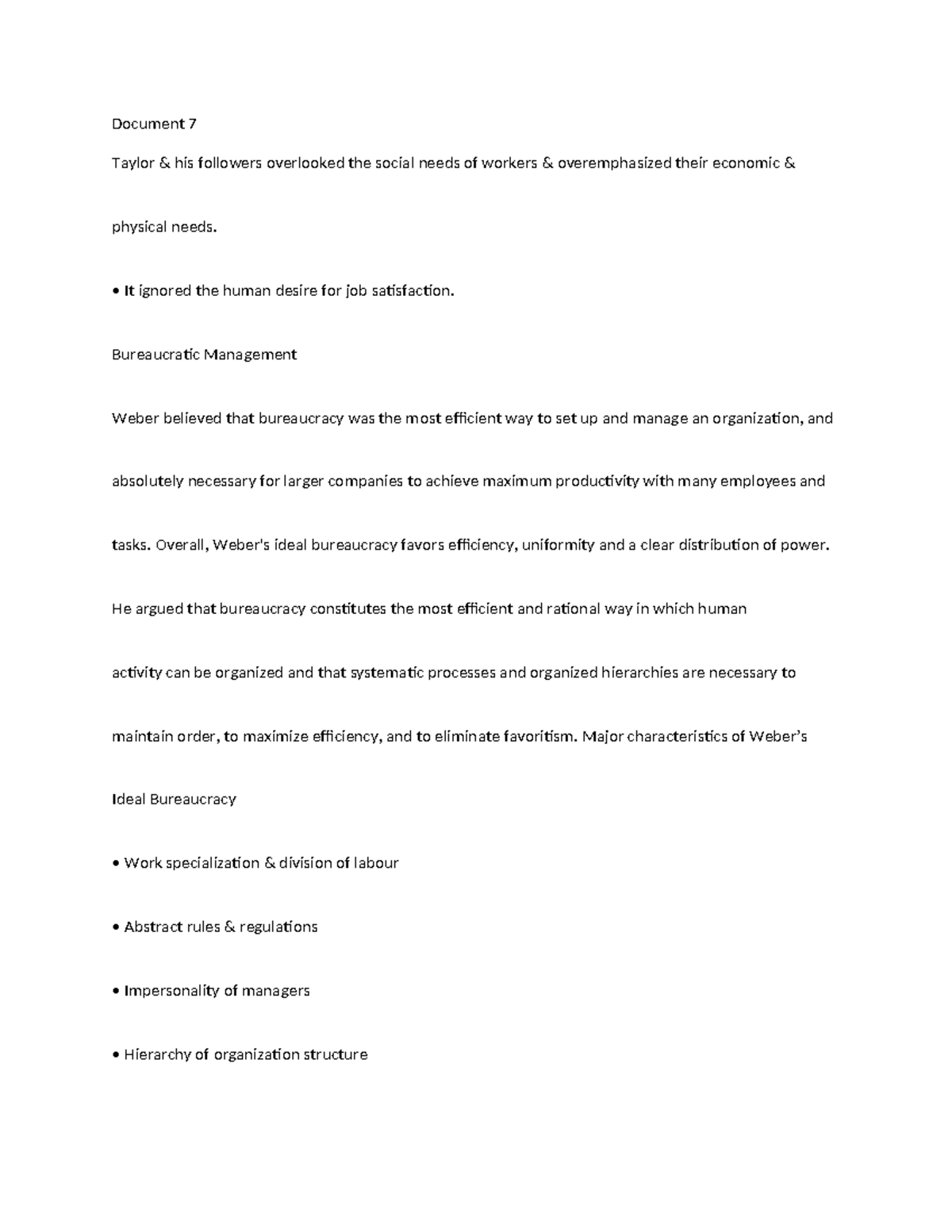 Bureaucratic & Administrative Management Theories - Overview Notes ...