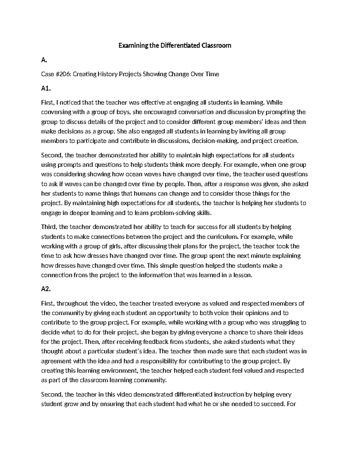Examining Differentiated Instruction in the Classroom: A Case Study ...