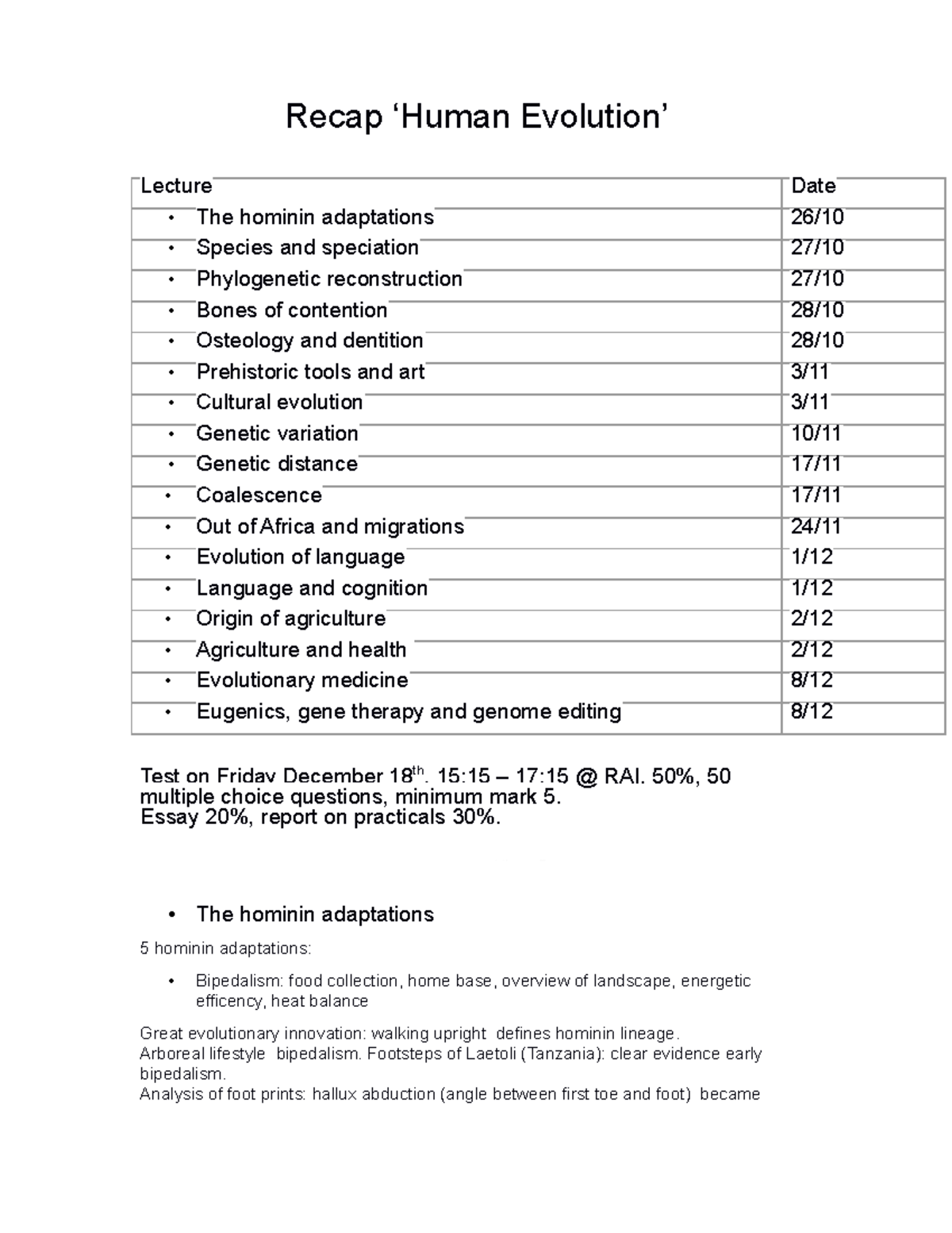 Complete Summary of Human Evolution: Key Concepts and Adaptations ...